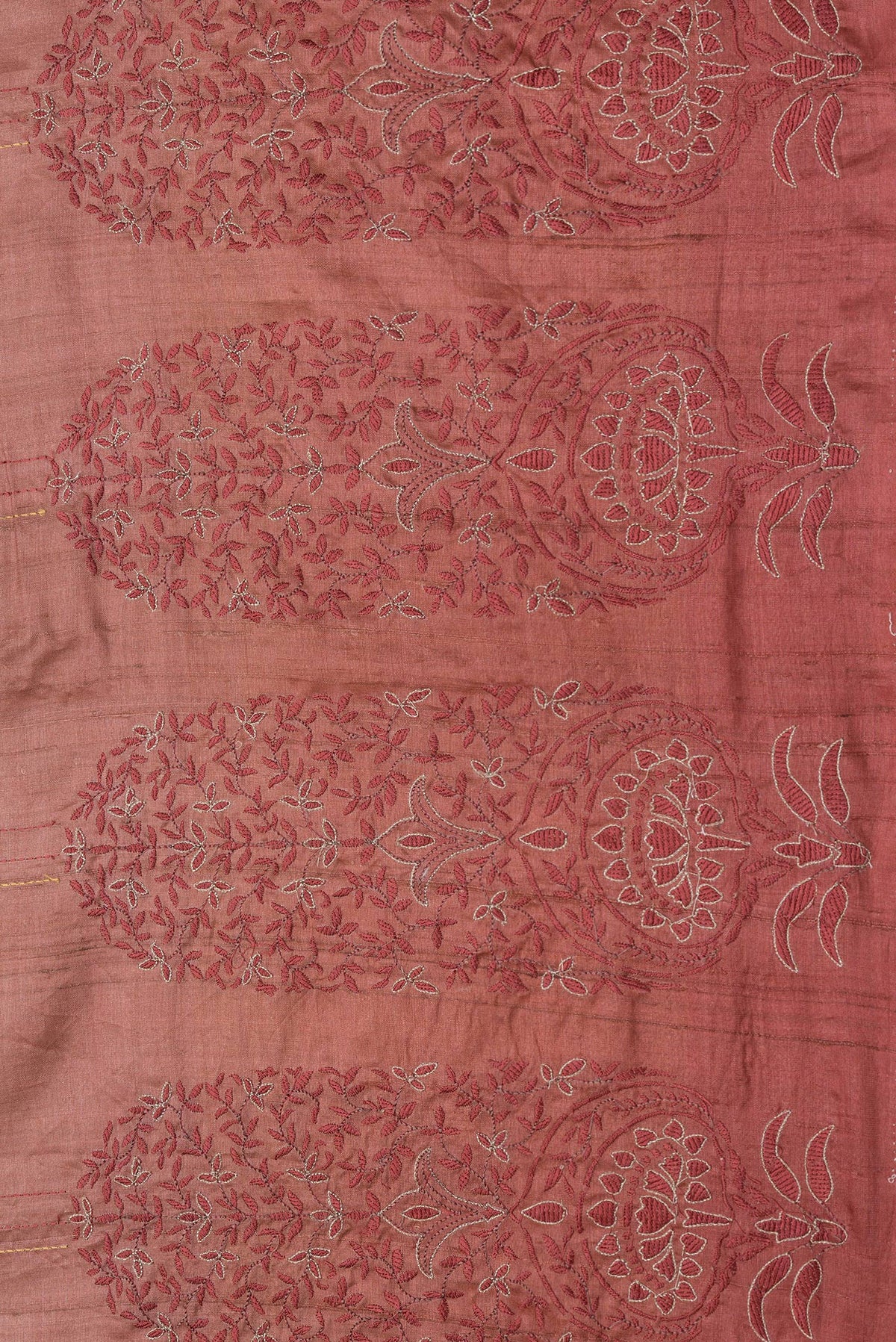 Border image of Rose Gold Dual Tone Tussar Silk Saree with Embroidery on the body and Fancy Border. 