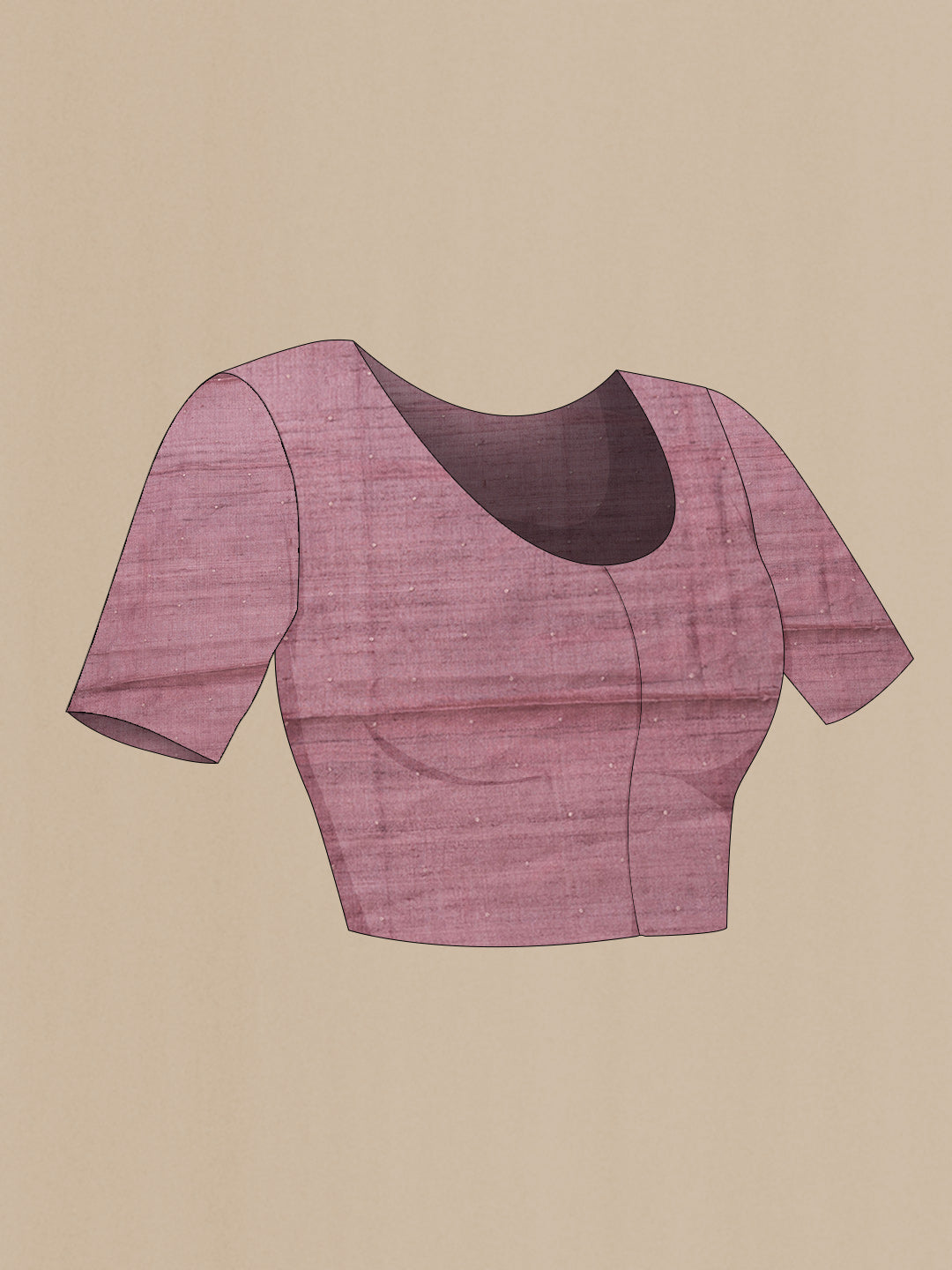 Close up image of the blouse of Pink Dual Tone Tussar Silk Saree with Thread Butta on the body and Embroidery Border. 