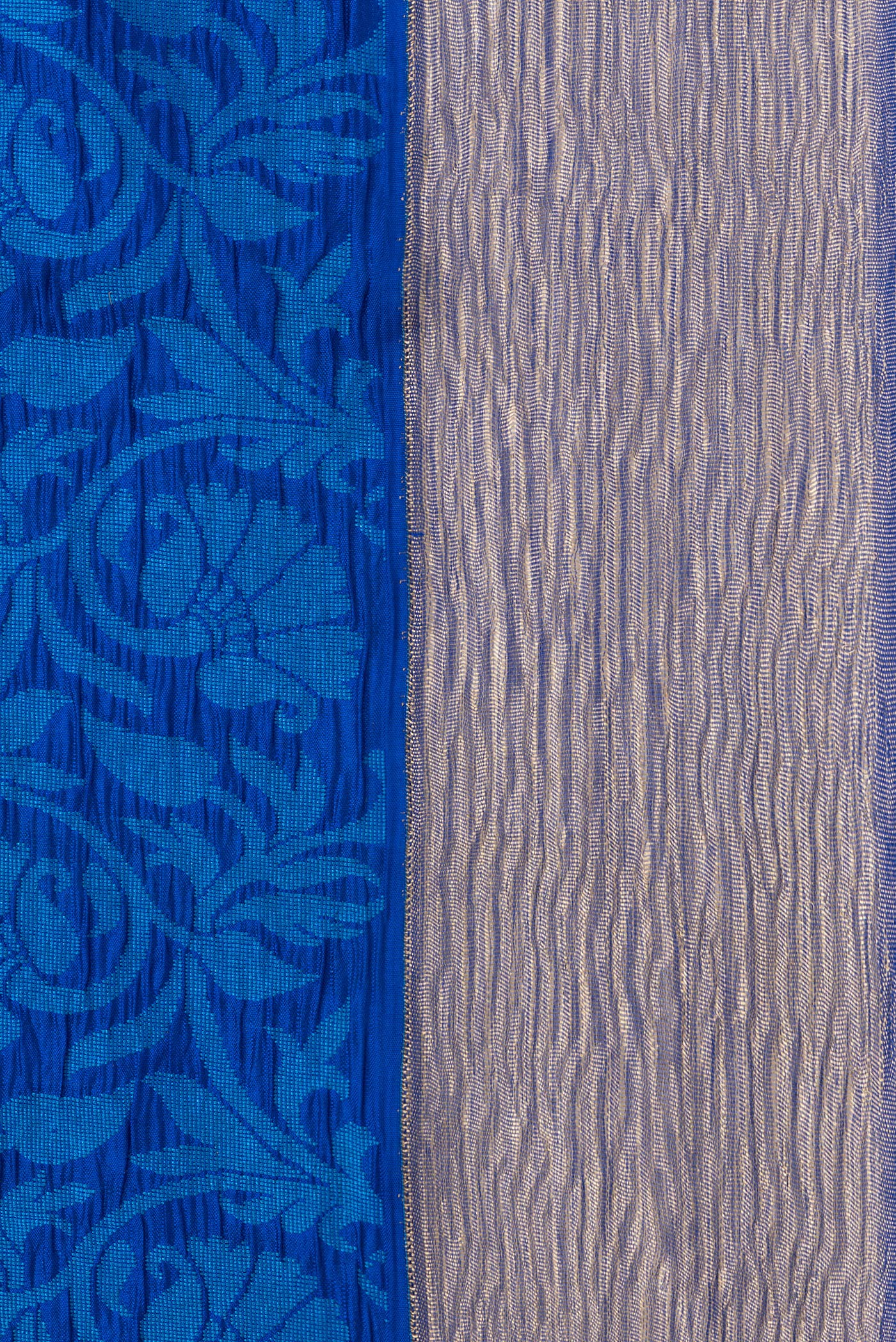 Border image of Royal Blue Dual Tone Tussar Silk Saree with Jacquard design on the body and Zari Border. 