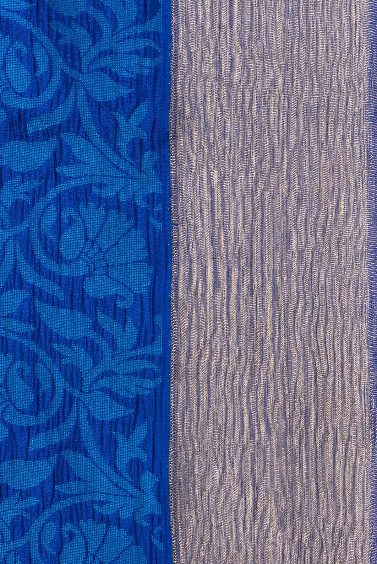 Border image of Royal Blue Dual Tone Tussar Silk Saree with Jacquard design on the body and Zari Border. 