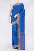 Royal Blue Dual Tone Tussar Silk Saree with Jacquard design on the body and Zari Border.  displayed on a mannequin