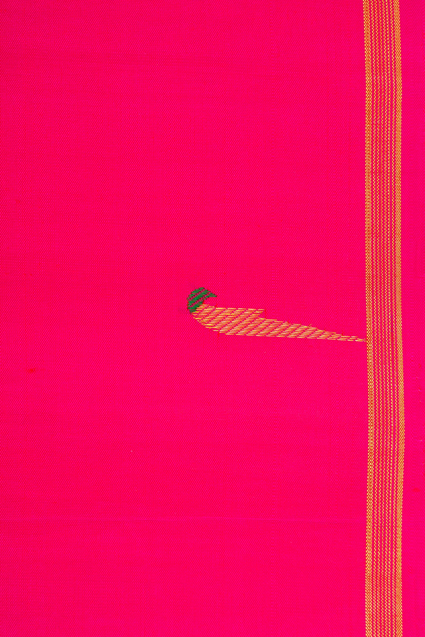 Border image of Pure Silk Pure Zari Pink Dual Tone Kanjivaram Saree with Zari And Thread Butta on the body and Thin Zari Line. 