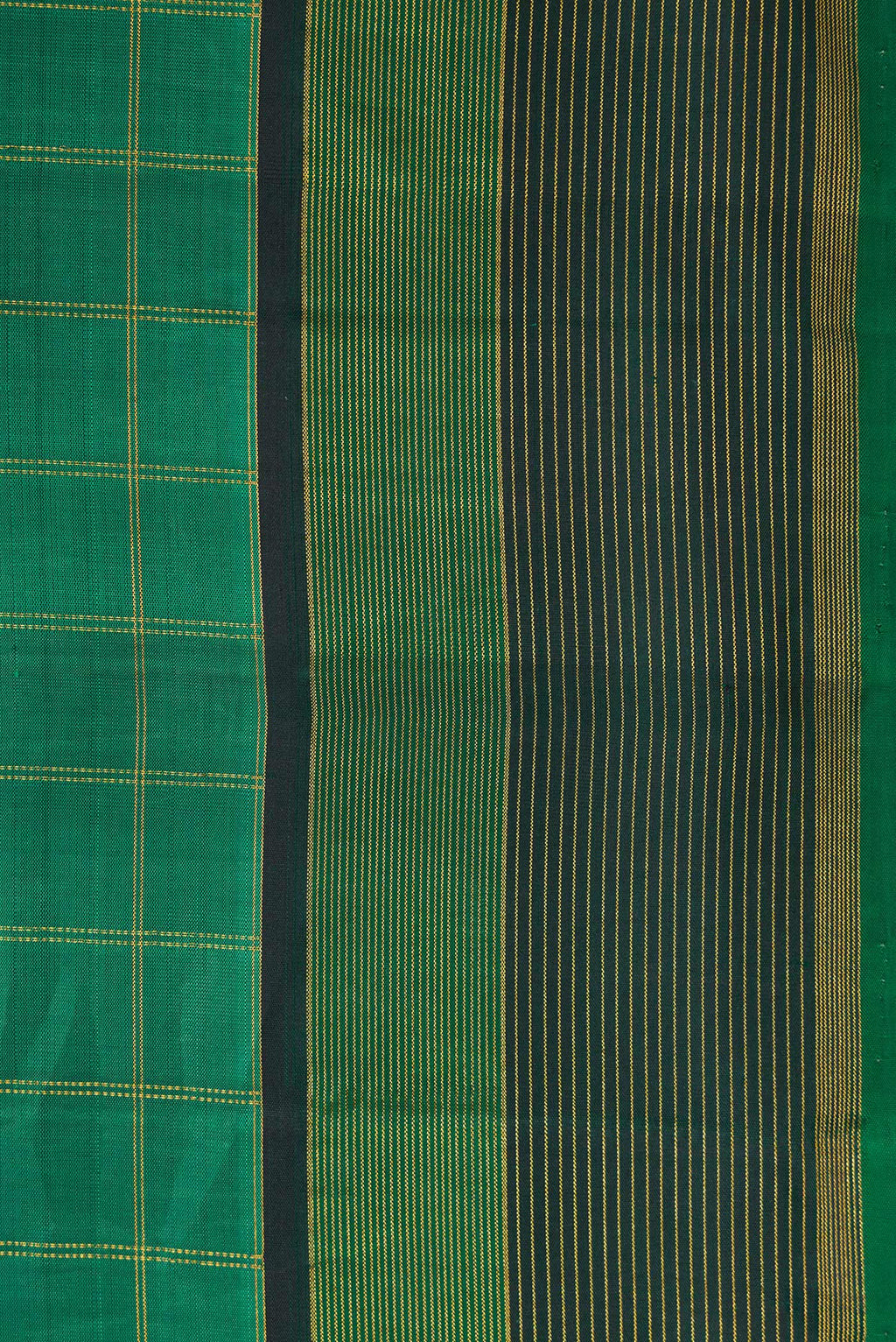Border image of Green Dual Tone Kanjivaram Silk Saree with Checked design on the body and Zari Border. 