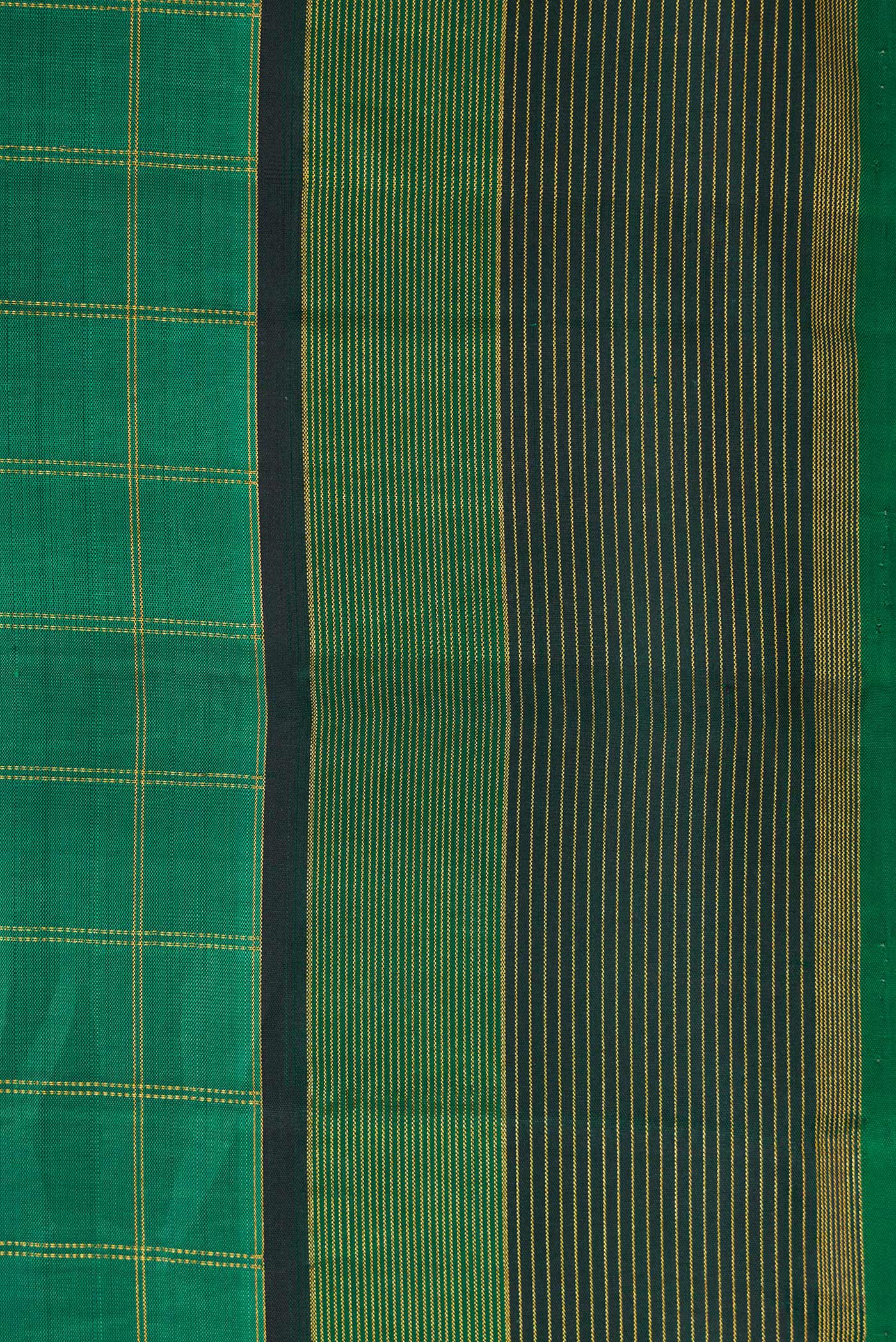 Border image of Green Dual Tone Kanjivaram Silk Saree with Checked design on the body and Zari Border. 