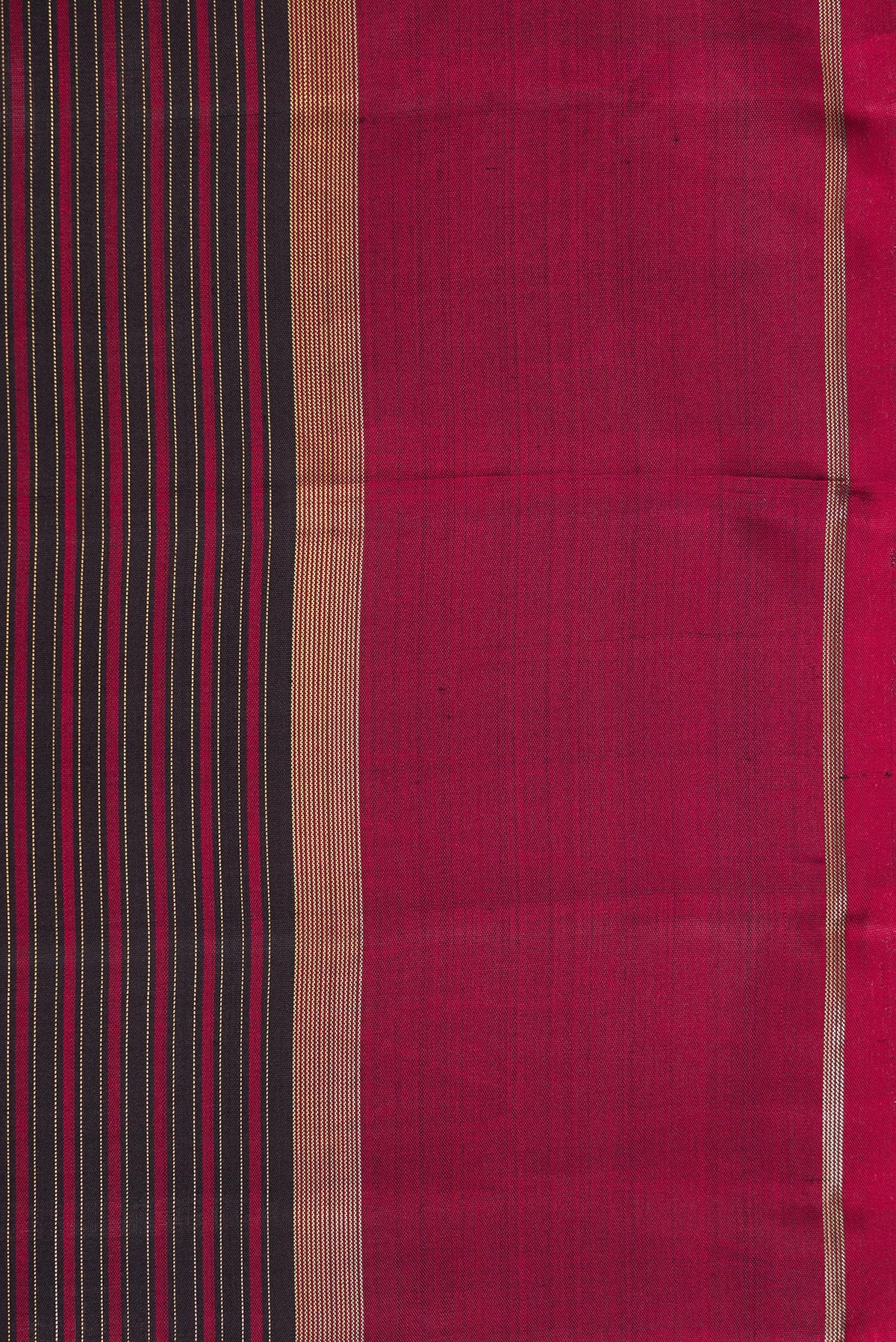 Border image of Pure Silk Pure Zari Burgundy Dual Tone Kanchipuram Saree with Stripes on the body and Zari Border. 