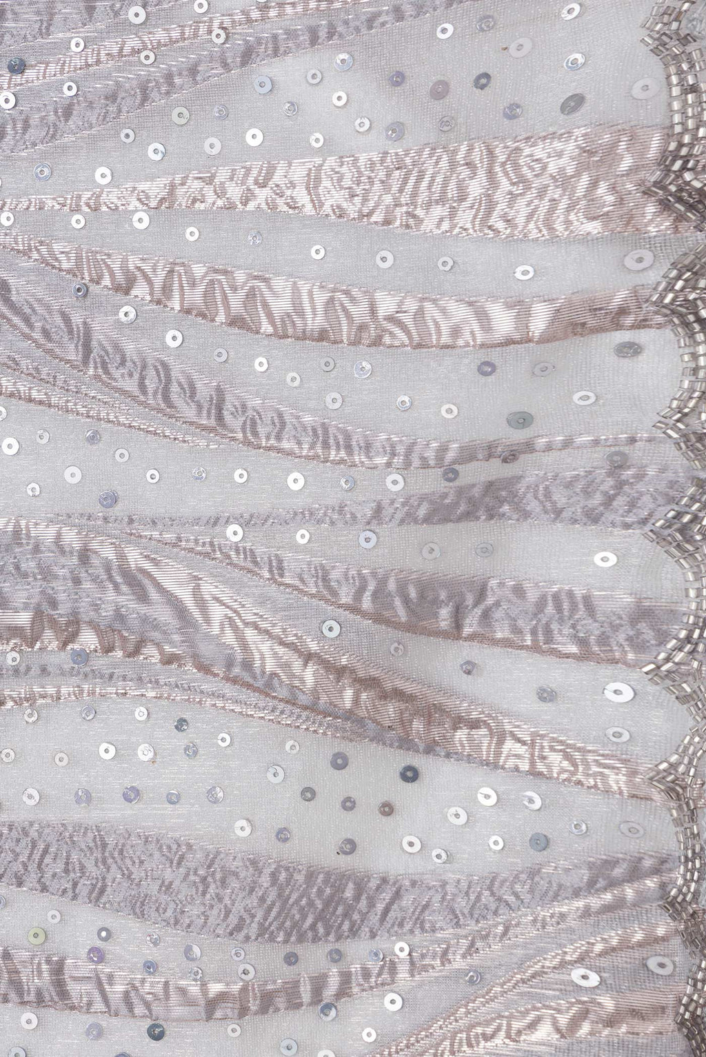 Border image of Grey Dual Tone Organza Silk Saree with Embroidery on the body and Embroidery Border. 