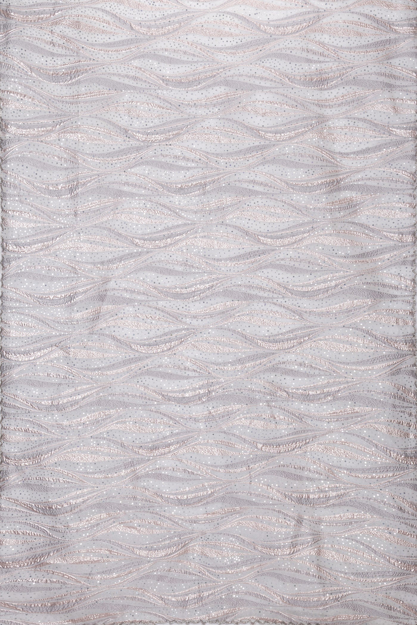 Flat view of Grey Dual Tone Organza Silk Saree with Embroidery on the body and Embroidery Border. 