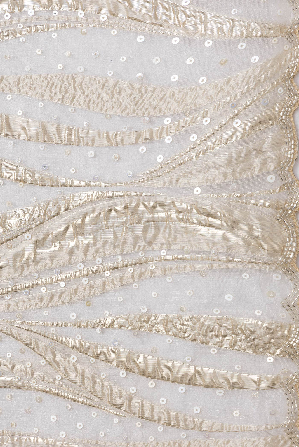 Border image of Gold Dual Tone Organza Silk Saree with Embroidery on the body and Embroidery Border. 
