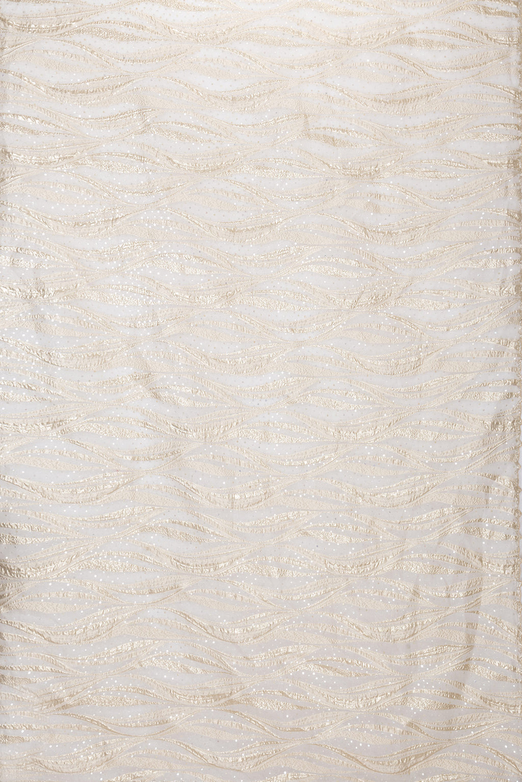 Flat view of Gold Dual Tone Organza Silk Saree with Embroidery on the body and Embroidery Border. 