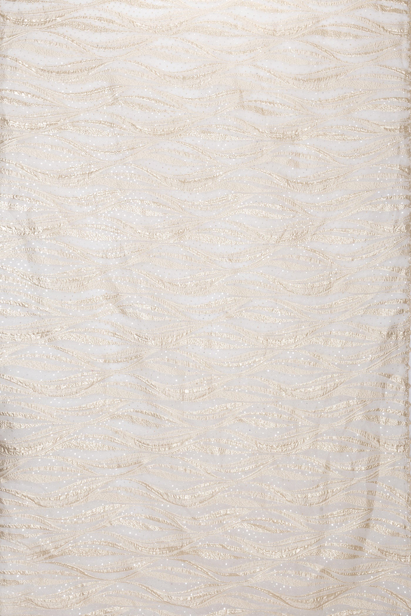 Flat view of Gold Dual Tone Organza Silk Saree with Embroidery on the body and Embroidery Border. 