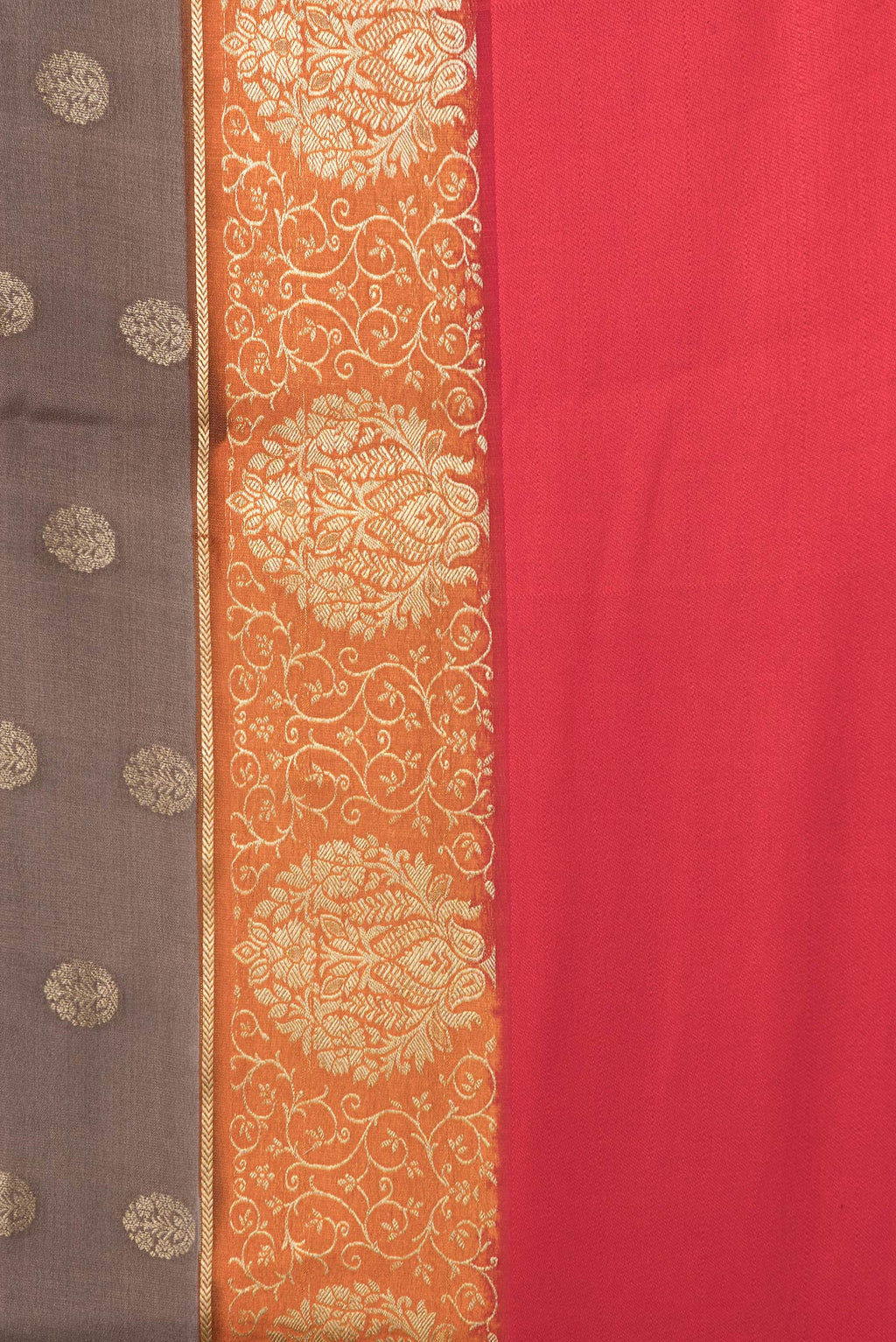 Border image of Brown Dual Tone Mysore Silk Saree with Zari Butta on the body and Fancy Border. 