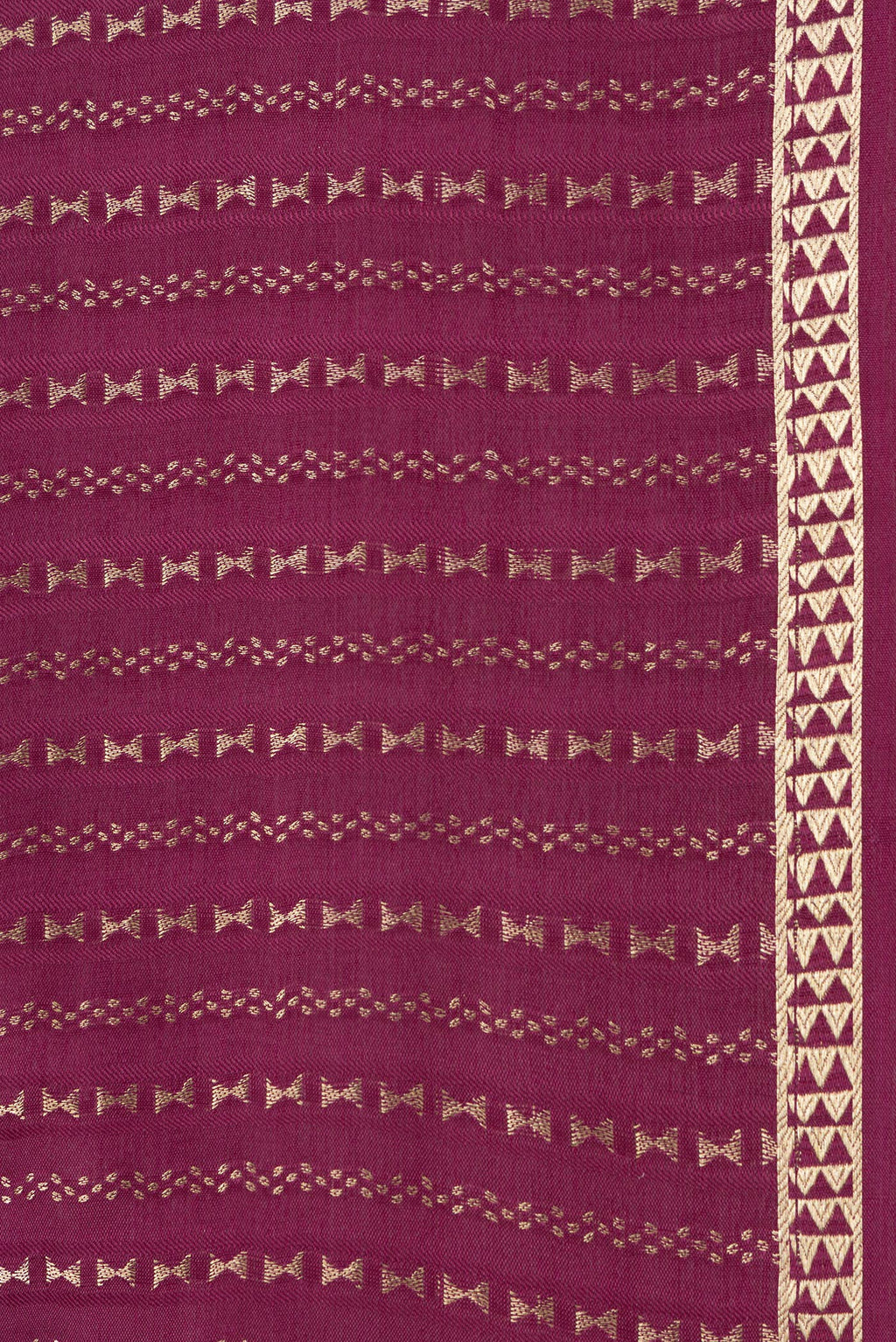 Border image of Magenta Dual Tone Mysore Silk Saree with Stripes on the body and Zari Border. 