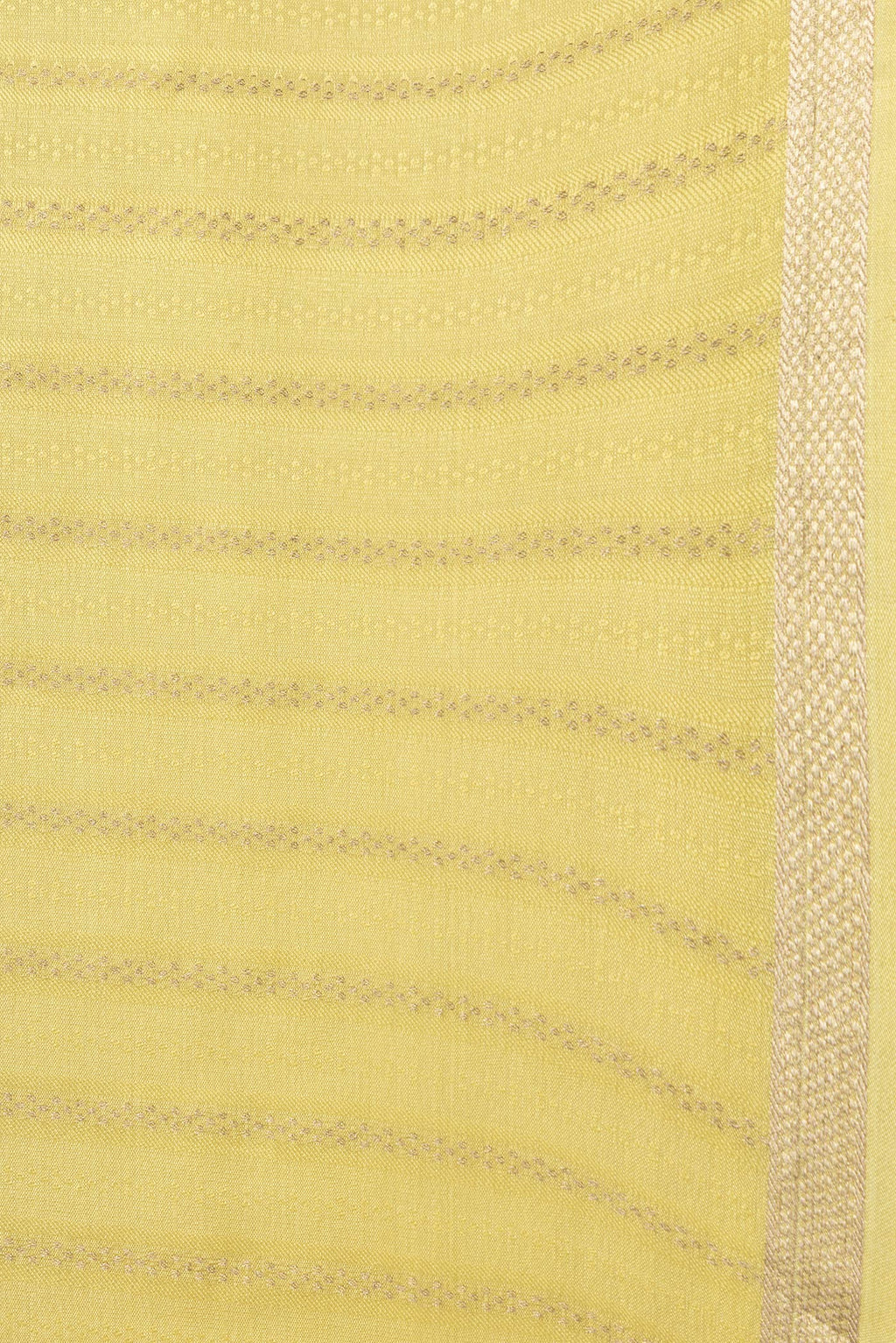 Border image of Mehandi Green Dual Tone Mysore Silk Saree with Stripes on the body and Zari Border. 
