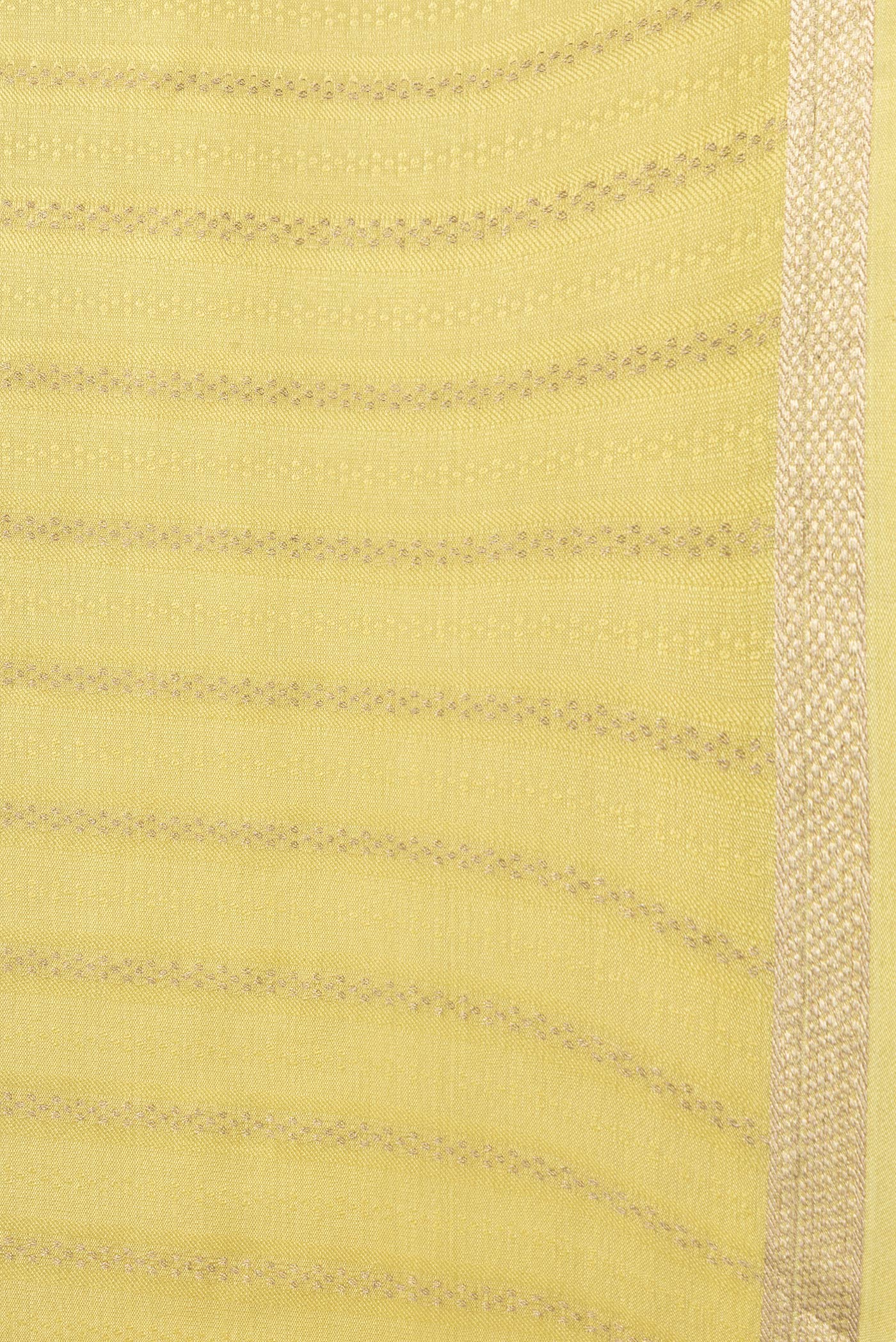 Border image of Mehandi Green Dual Tone Mysore Silk Saree with Stripes on the body and Zari Border. 