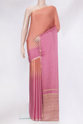Multi Color Mysore Silk Saree with Stripes on the body and Zari Border.  displayed on a mannequin