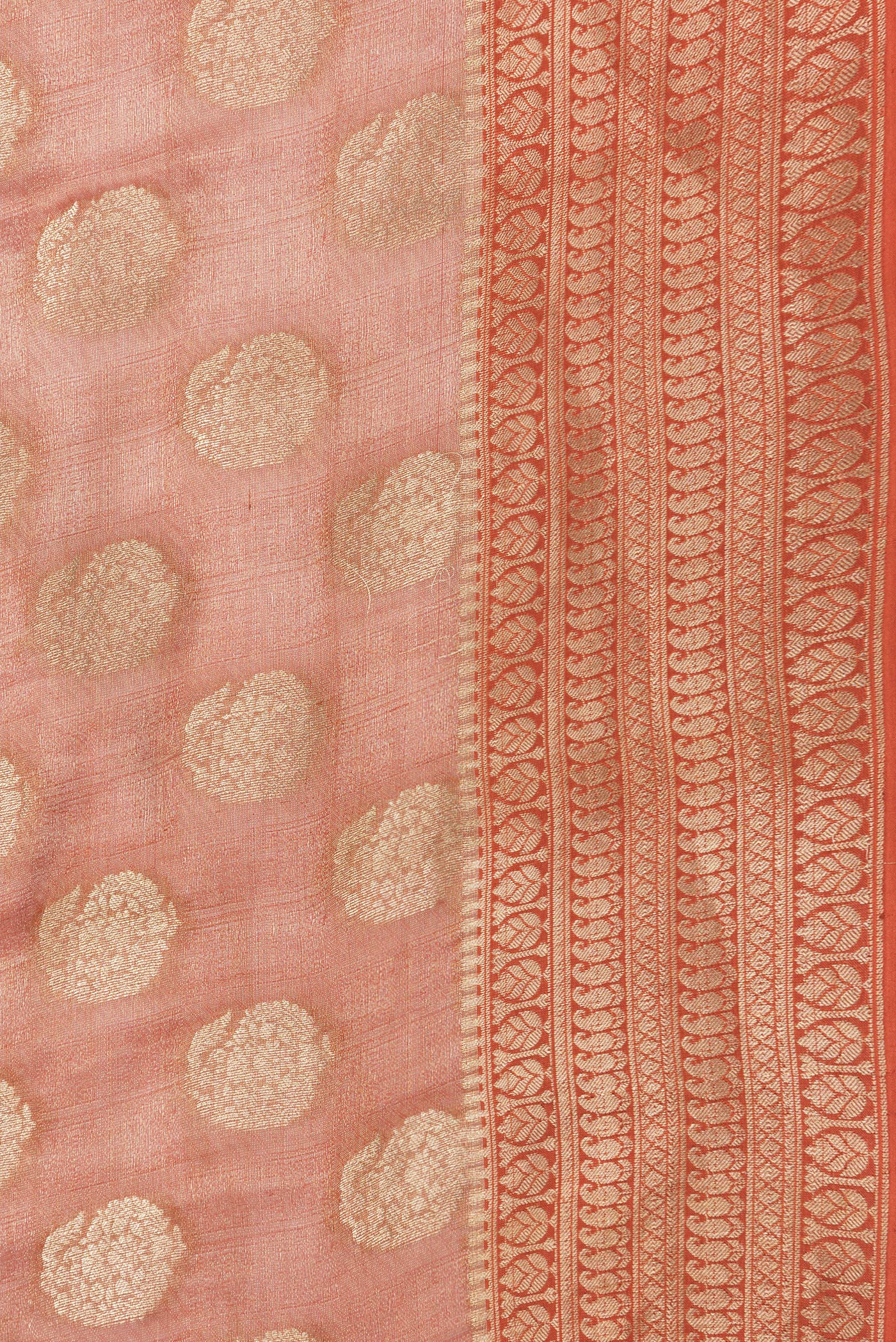 Border image of Brick Orange Dual Tone Mysore Georgette Saree with Zari Brocade on the body and Zari Border. 
