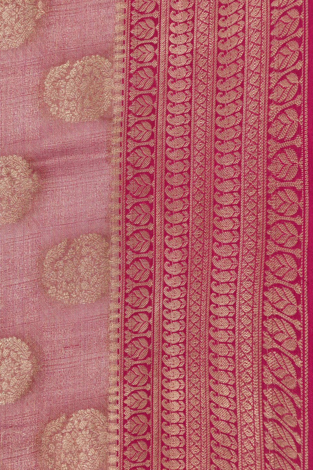 Border image of Pink Dual Tone Mysore Georgette Saree with Zari Brocade on the body and Zari Border. 