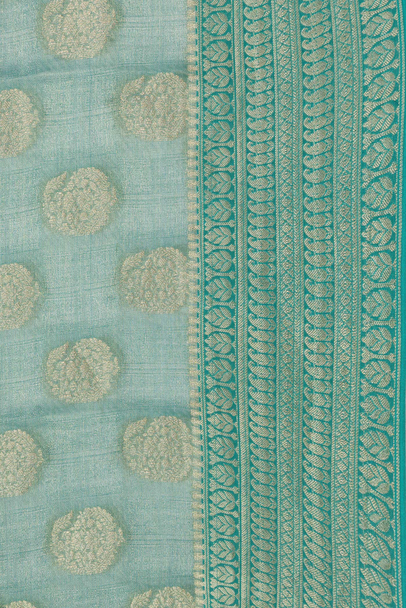 Border image of Sea Green Dual Tone Mysore Georgette Saree with Zari Brocade on the body and Zari Border. 