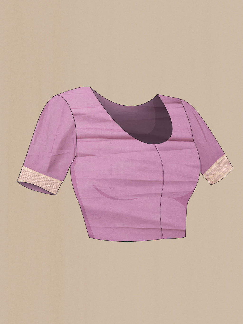 Close up image of the blouse of Purple Dual Tone Georgette Saree with Zari Brocade on the body and Zari Border. 