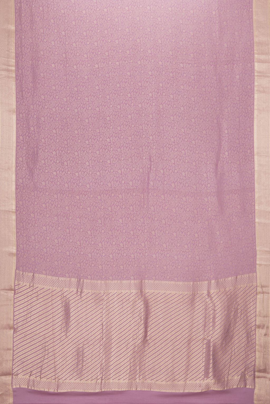 Flat view of Purple Dual Tone Georgette Saree with Zari Brocade on the body and Zari Border. 