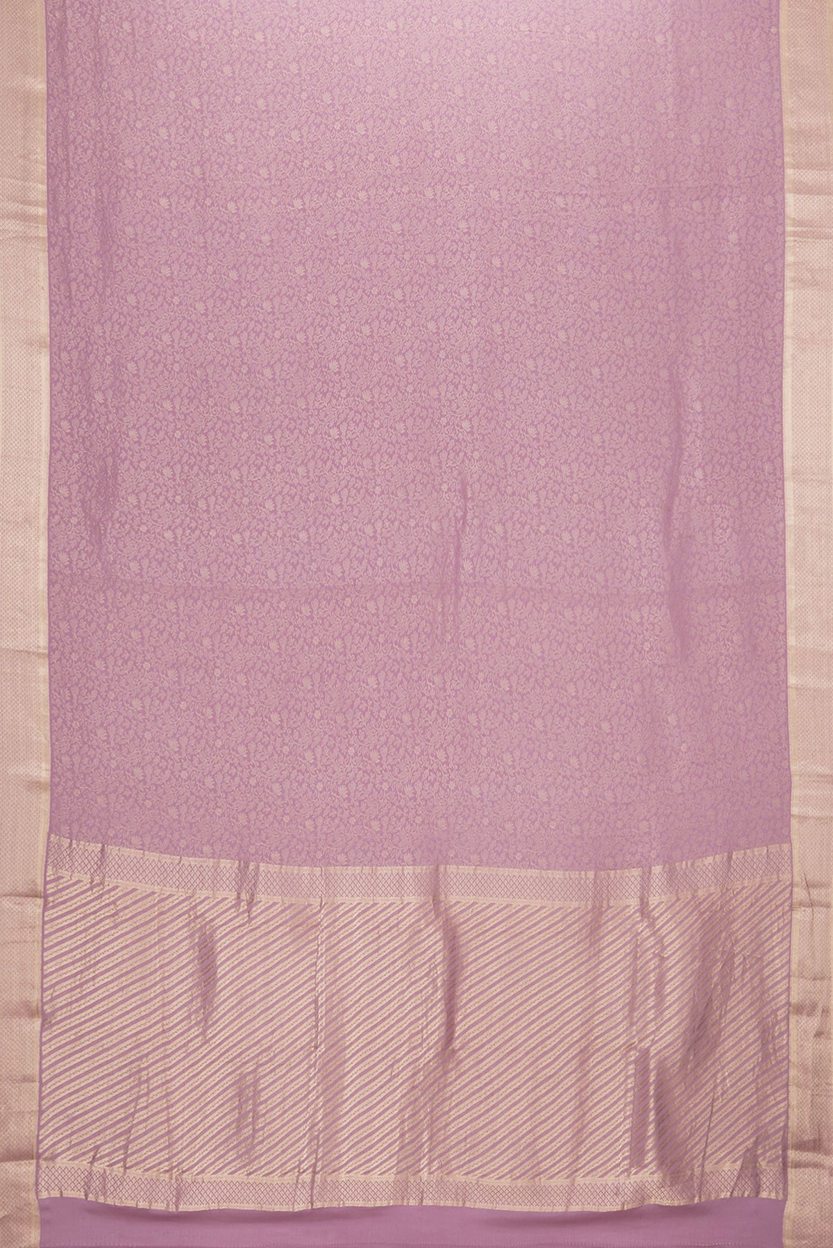 Flat view of Purple Dual Tone Georgette Saree with Zari Brocade on the body and Zari Border. 