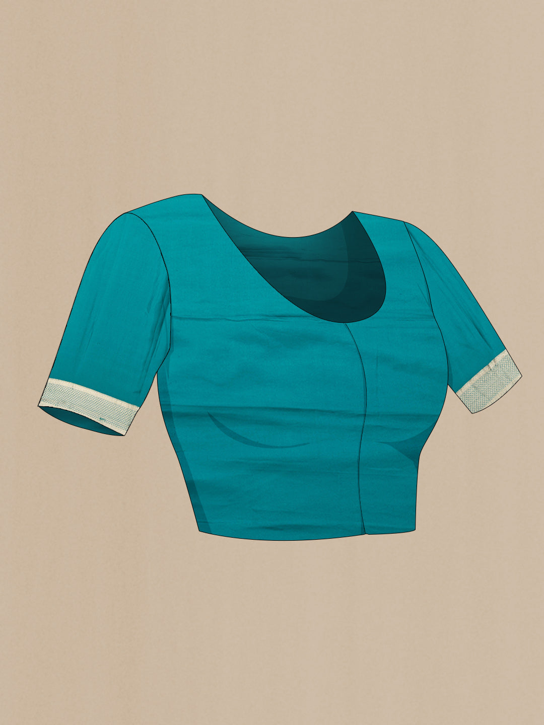 Close up image of the blouse of Sky Blue Dual Tone Georgette Saree with Zari Brocade on the body and Zari Border. 