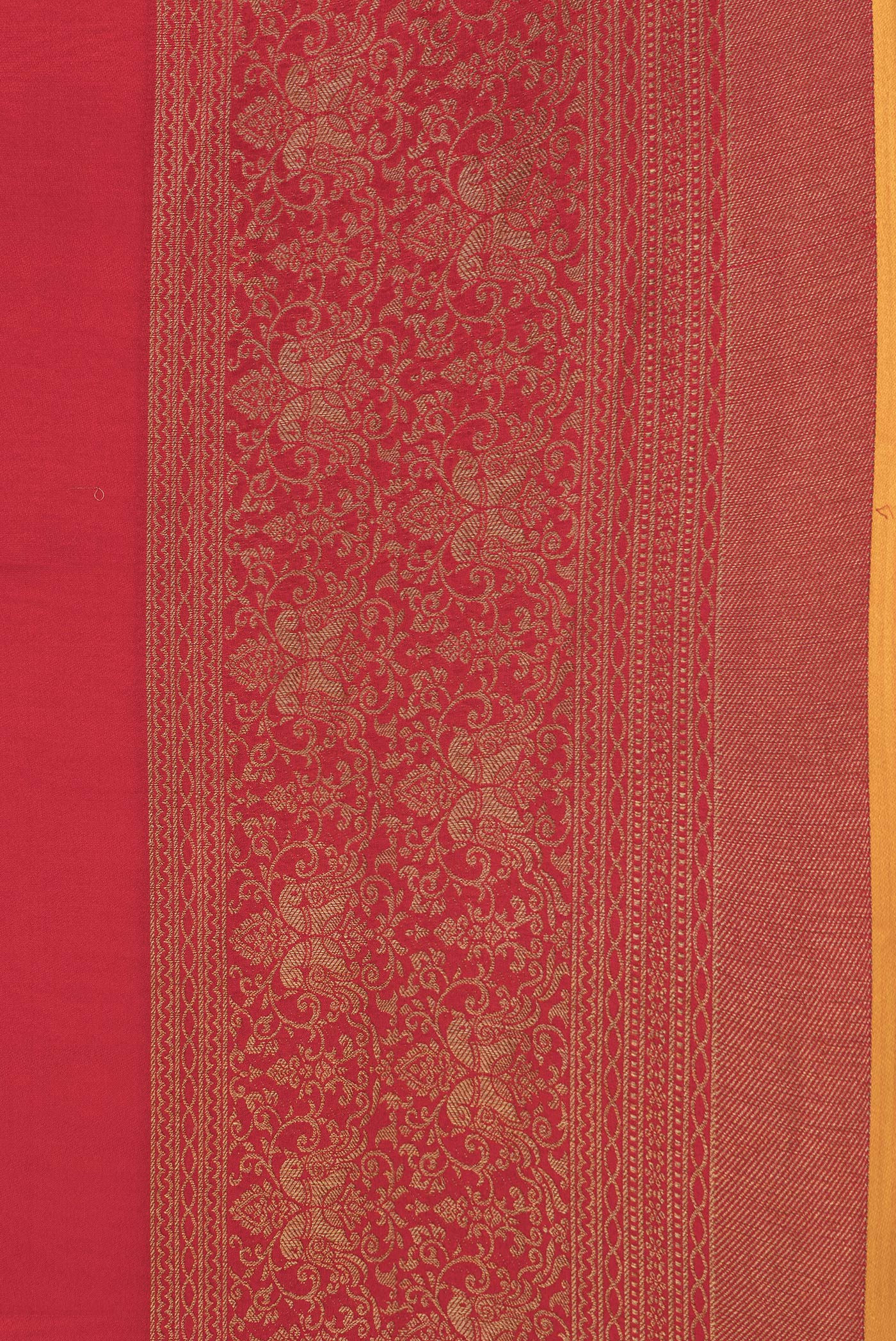 Border image of Red Dual Tone Mysore Silk Saree with Plain Body and Fancy Border. 