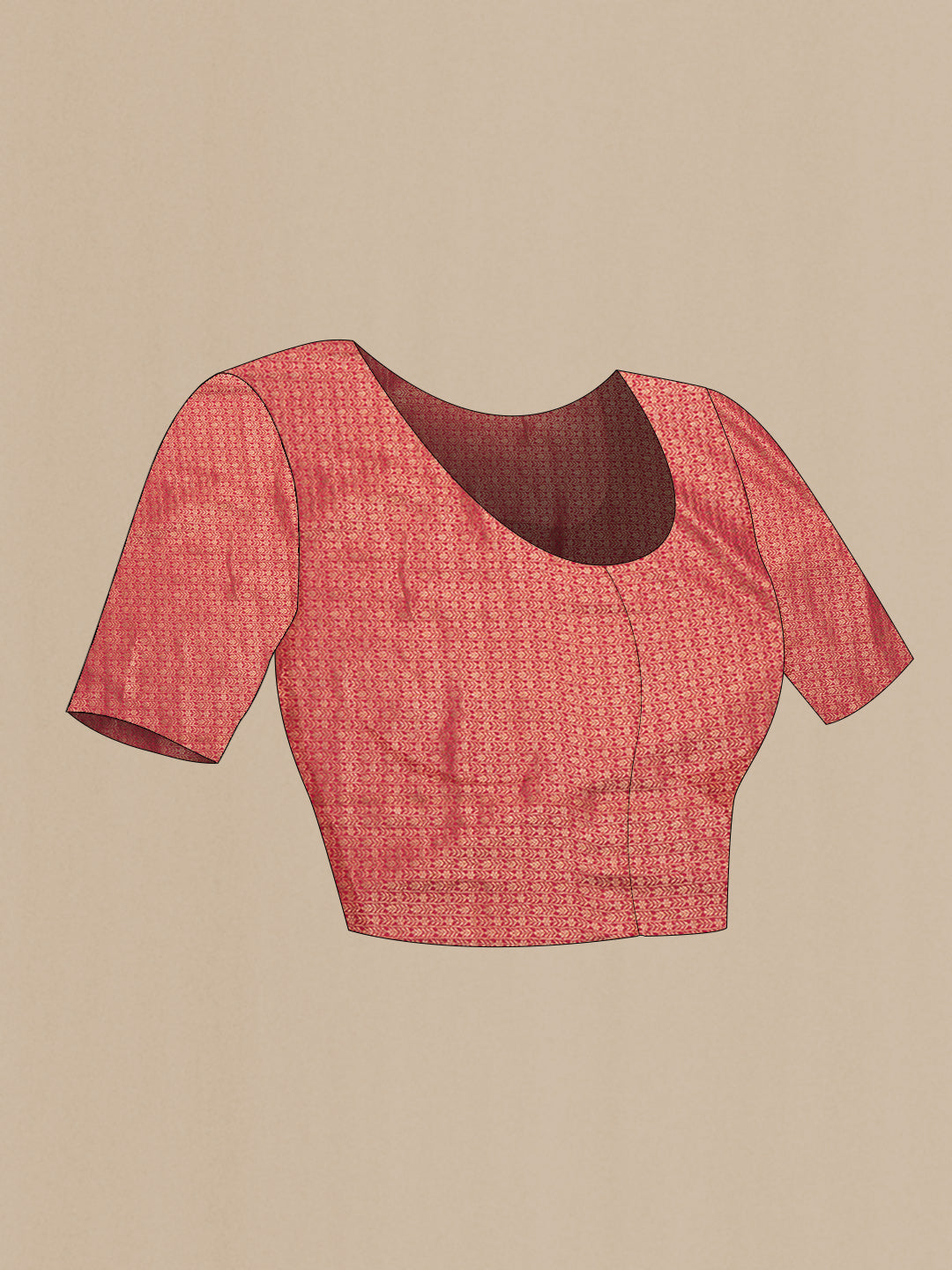 Close up image of the blouse of Pink Dual Tone Mysore Silk Saree with Plain Body and Fancy Border. 