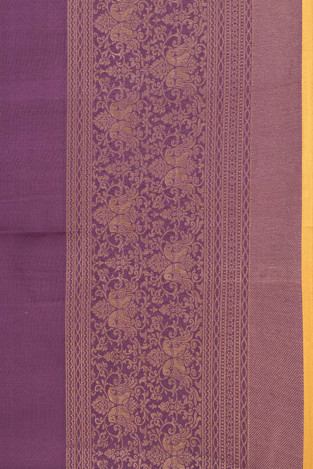 Border image of Burgundy Dual Tone Mysore Silk Saree with Plain Body and Zari Border. 