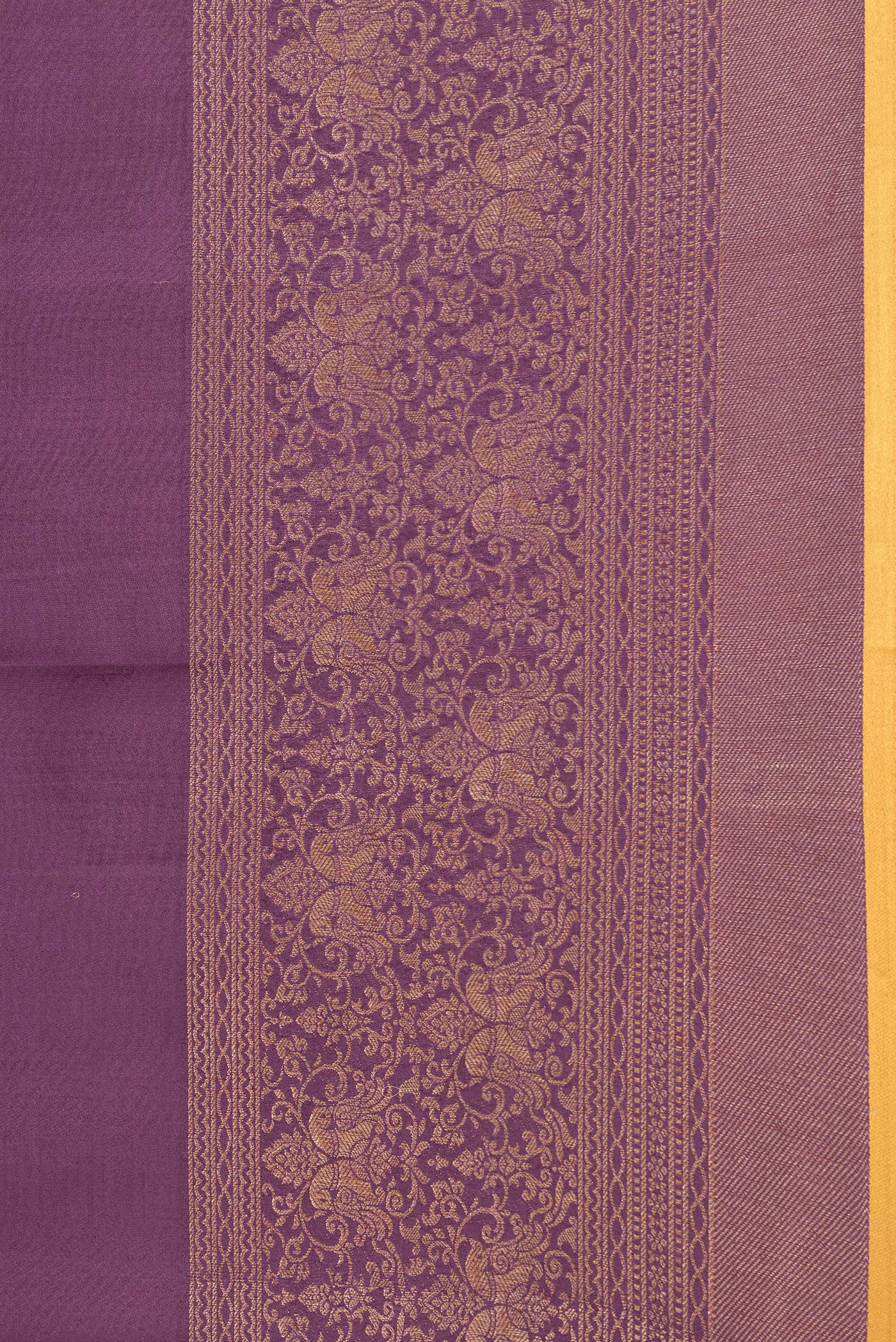 Border image of Burgundy Dual Tone Mysore Silk Saree with Plain Body and Zari Border. 