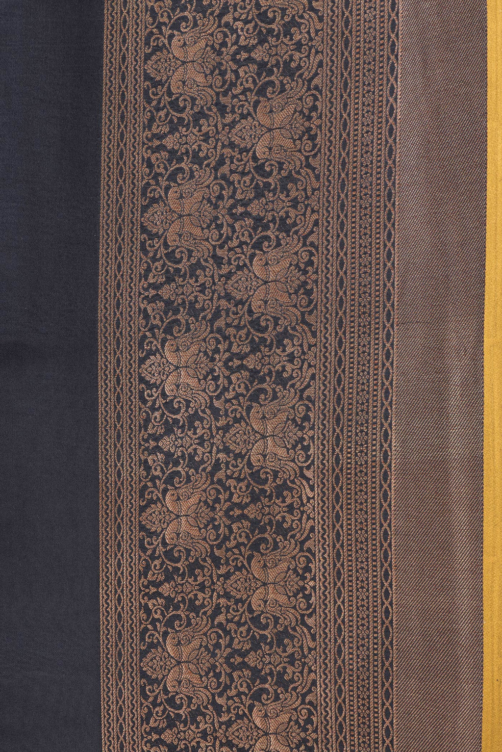 Border image of Black Dual Tone Mysore Silk Saree with Zari Butta on the body and Zari Border. 