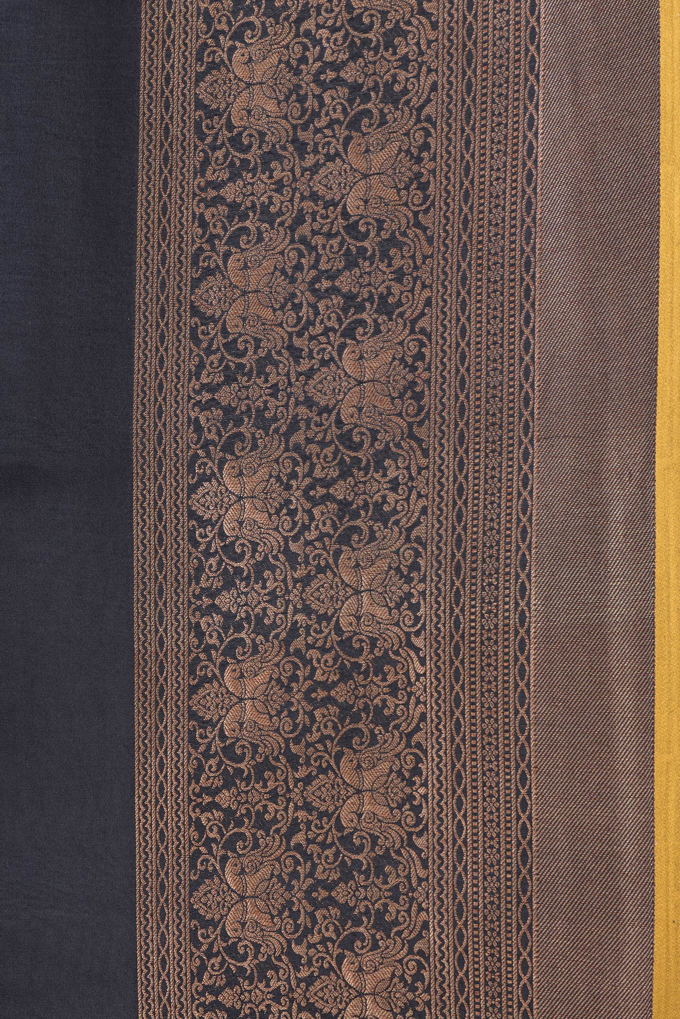 Border image of Black Dual Tone Mysore Silk Saree with Zari Butta on the body and Zari Border. 