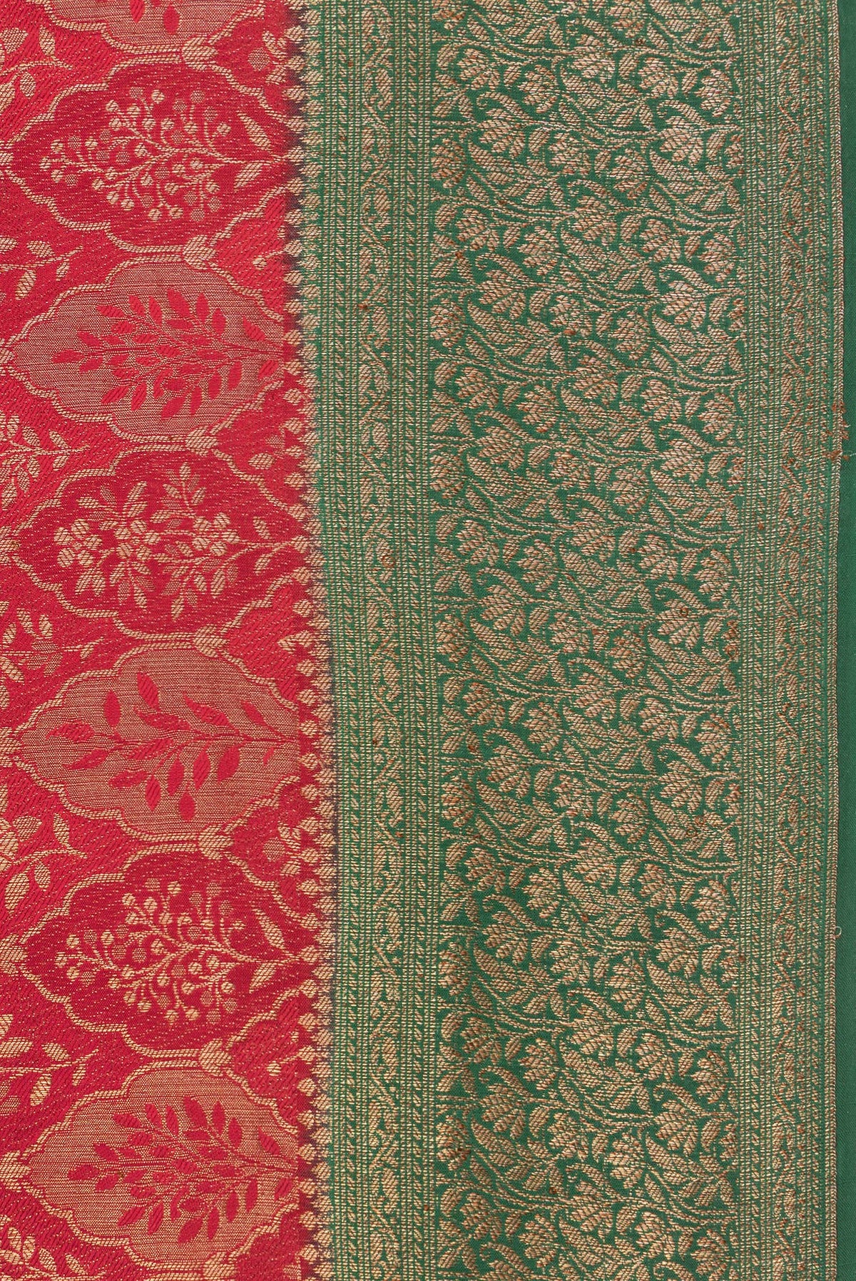 Border image of Maroon Dual Tone Banarasi Georgette Saree with Zari Brocade on the body and Zari Border. 