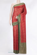 Maroon Dual Tone Banarasi Georgette Saree with Zari Brocade on the body and Zari Border.  displayed on a mannequin