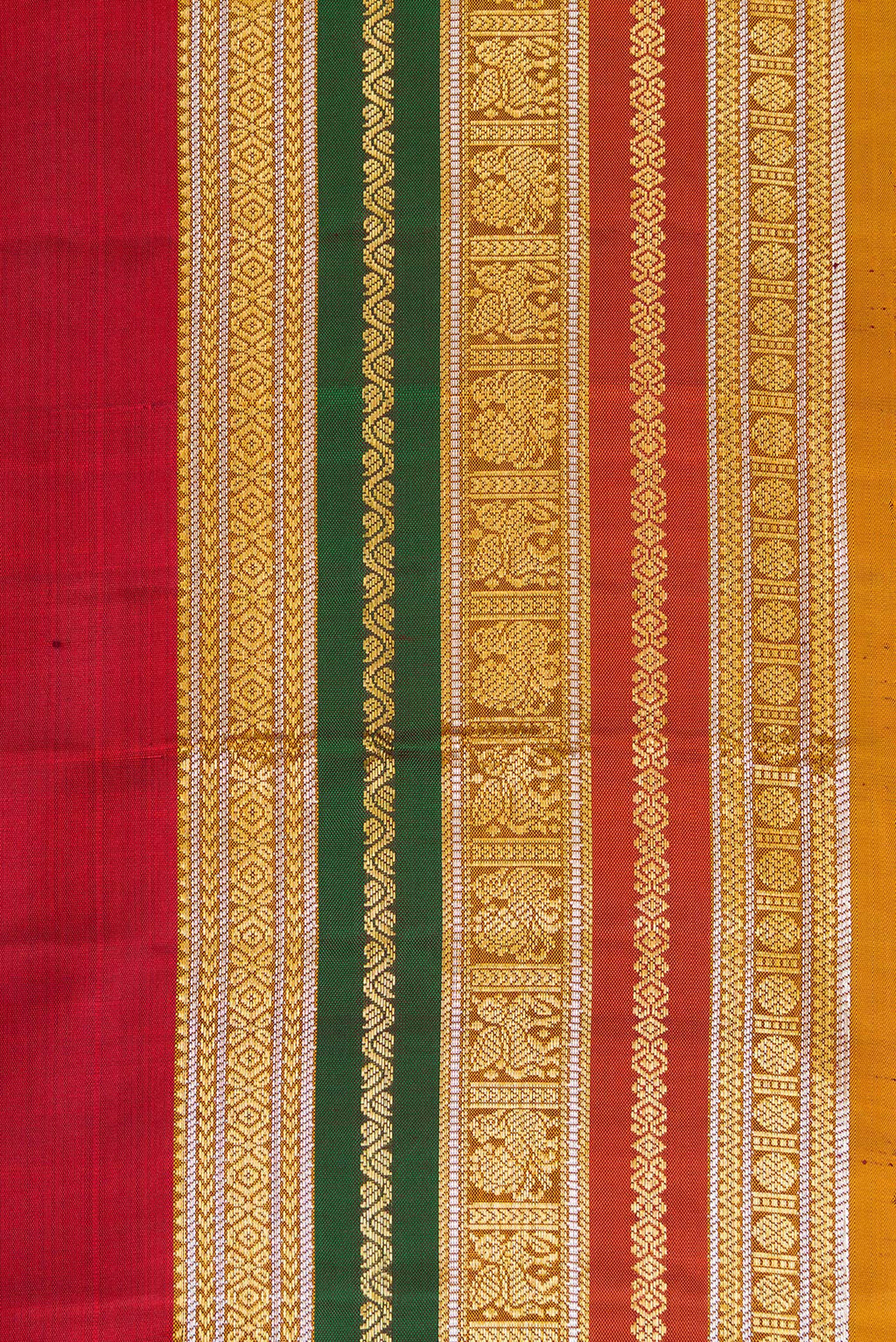 Border image of Red Dual Tone Kanjivaram Silk Saree with Zari Butta on the body and Zari Border. 