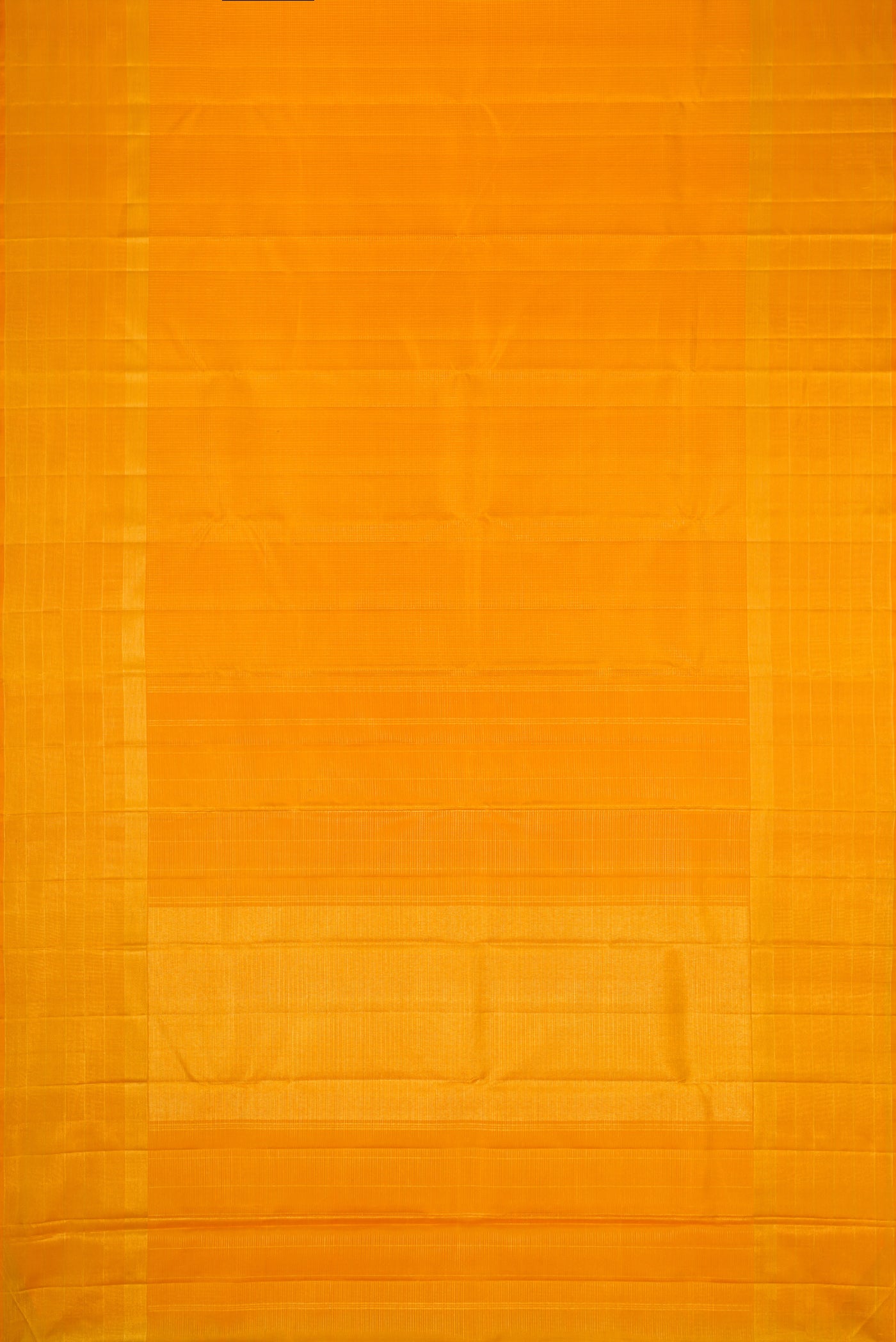 Flat view of Yellow Dual Tone Kanchipuram Silk Saree with Checked design on the body and Zari Border. 