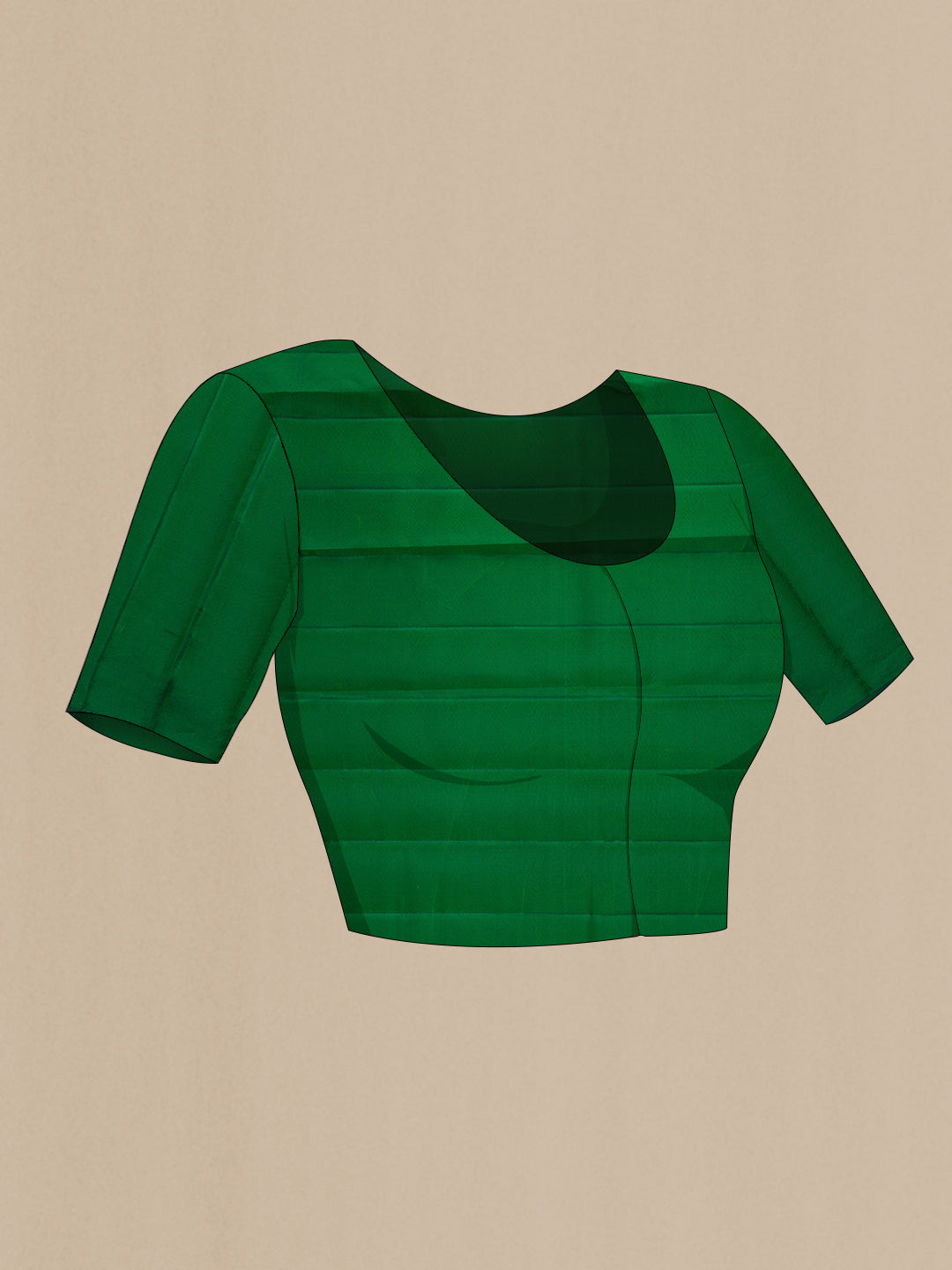 Close up image of the blouse of Green Dual Tone Kanchipuram Silk Saree with Zari Brocade on the body and Fancy Border. 