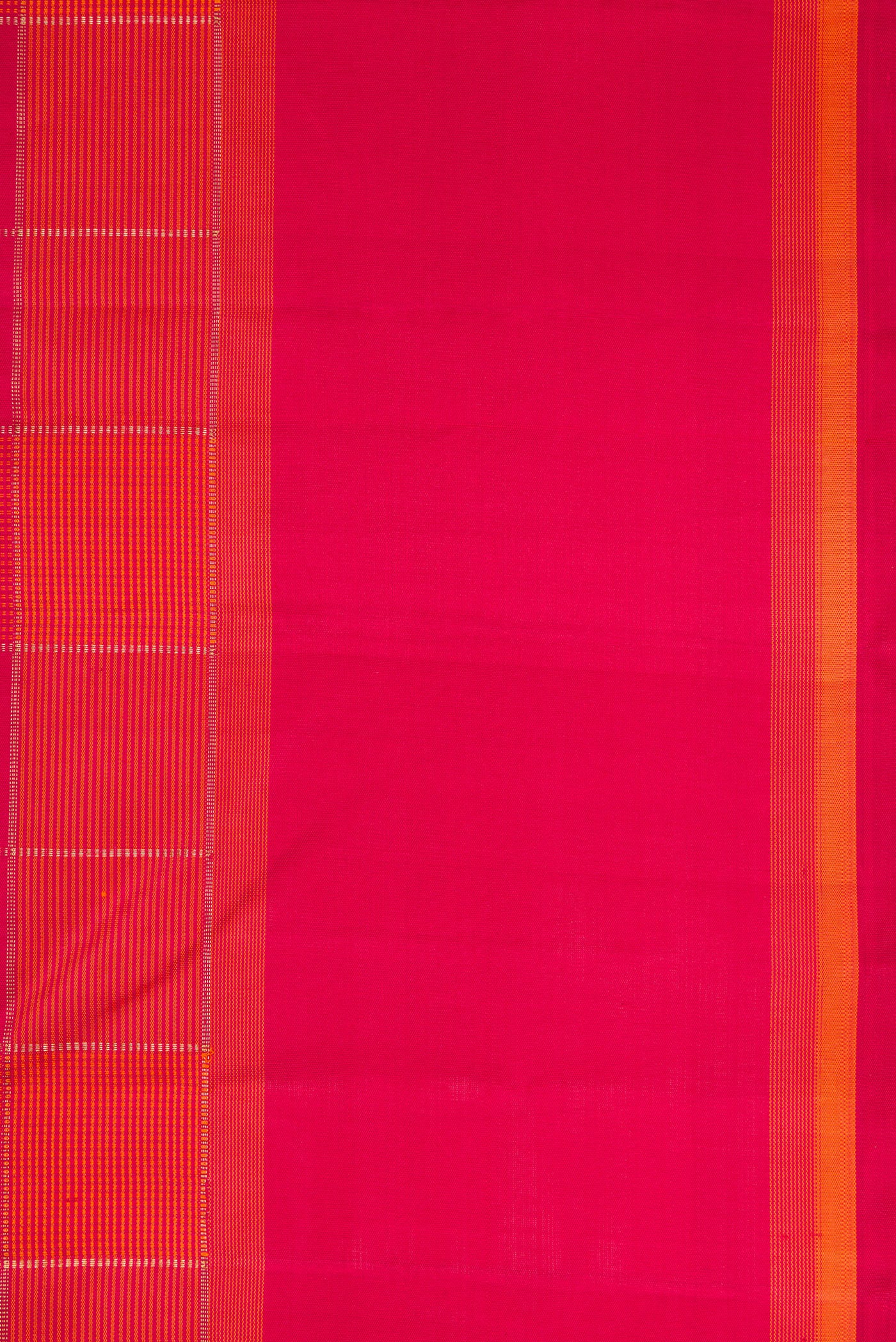 Border image of Pure Silk Pure Zari Dark Pink and Brick Orange Color Kanchipuram Saree with Checked design on the body and Thread Border. 