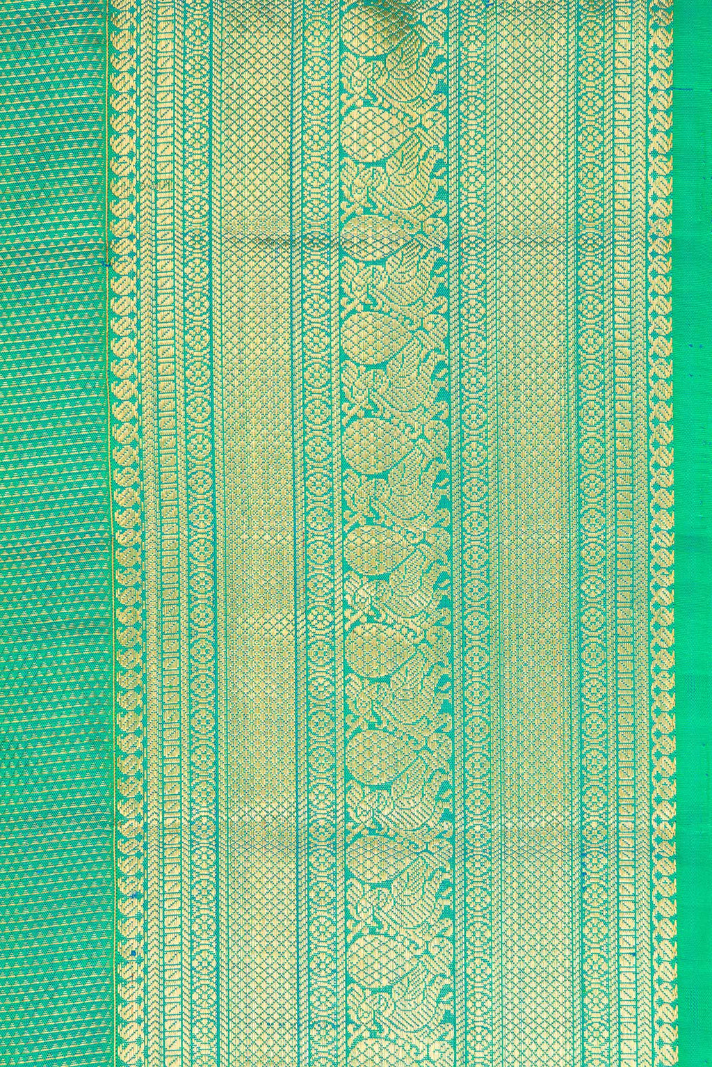 Border image of Green Dual Tone Kanchipuram Silk Saree with Zari Brocade on the body and Fancy Border. 