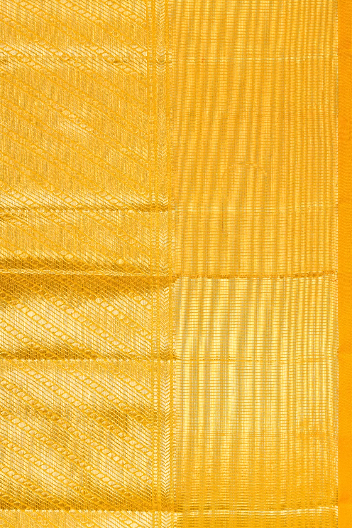 Border image of Yellow Dual Tone Kanjivaram Silk Saree with Zari Brocade on the body and Zari Border. 