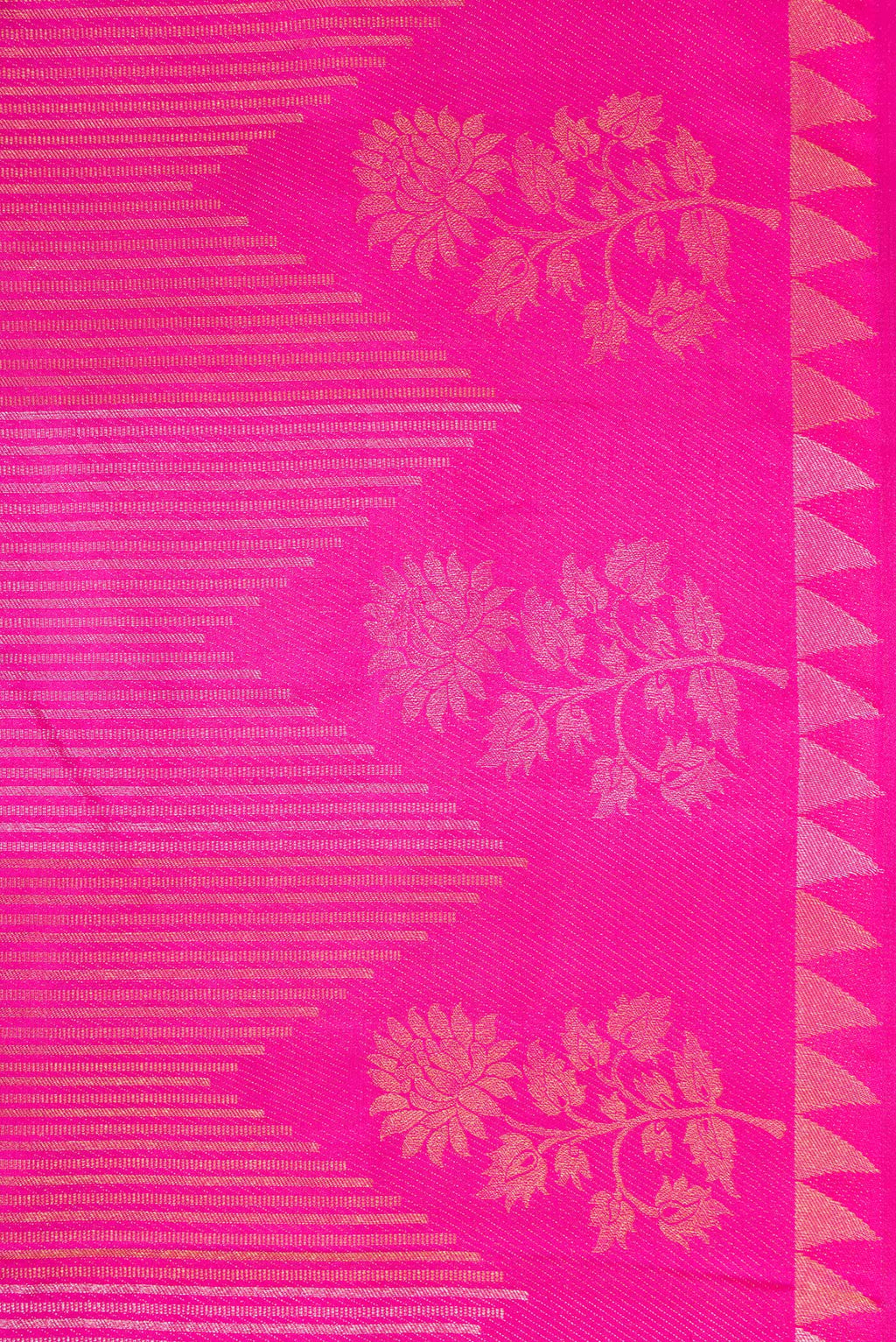 Border image of Pink Dual Tone Kanjivaram Silk Saree with Stripes on the body and Fancy Border. 