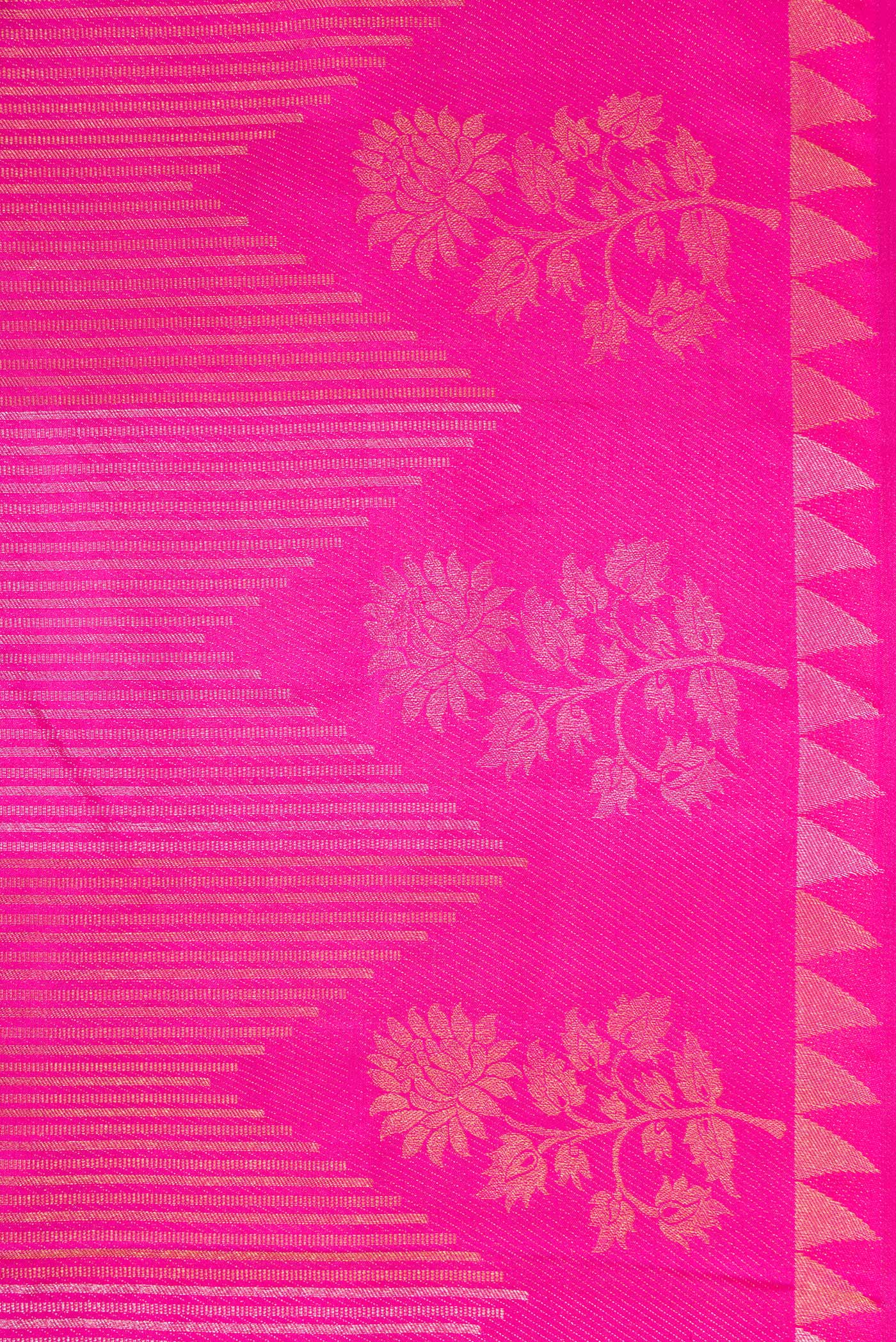 Border image of Pink Dual Tone Kanjivaram Silk Saree with Stripes on the body and Fancy Border. 