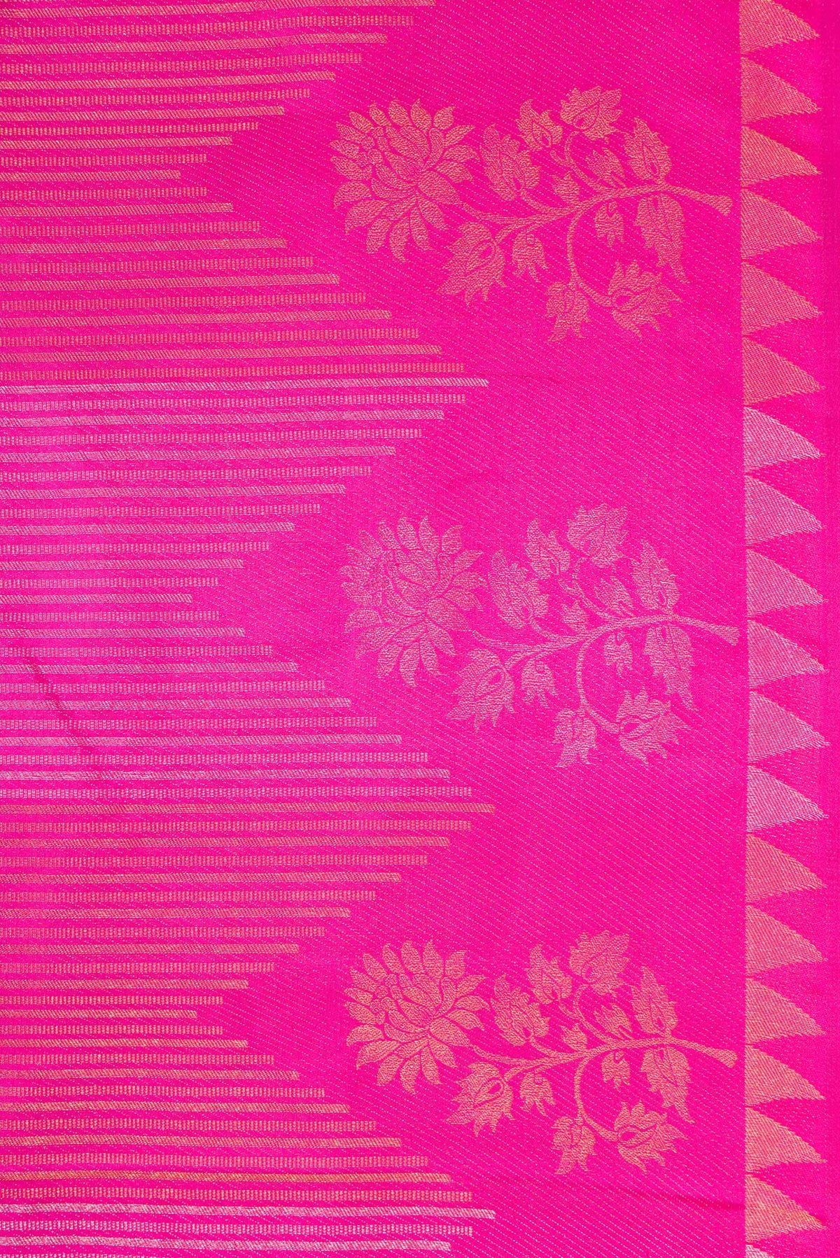 Border image of Pink Dual Tone Kanjivaram Silk Saree with Stripes on the body and Fancy Border. 