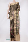 Brown Dual Tone Mysore Silk Saree with Zari Brocade on the body and Zari Border.  displayed on a mannequin