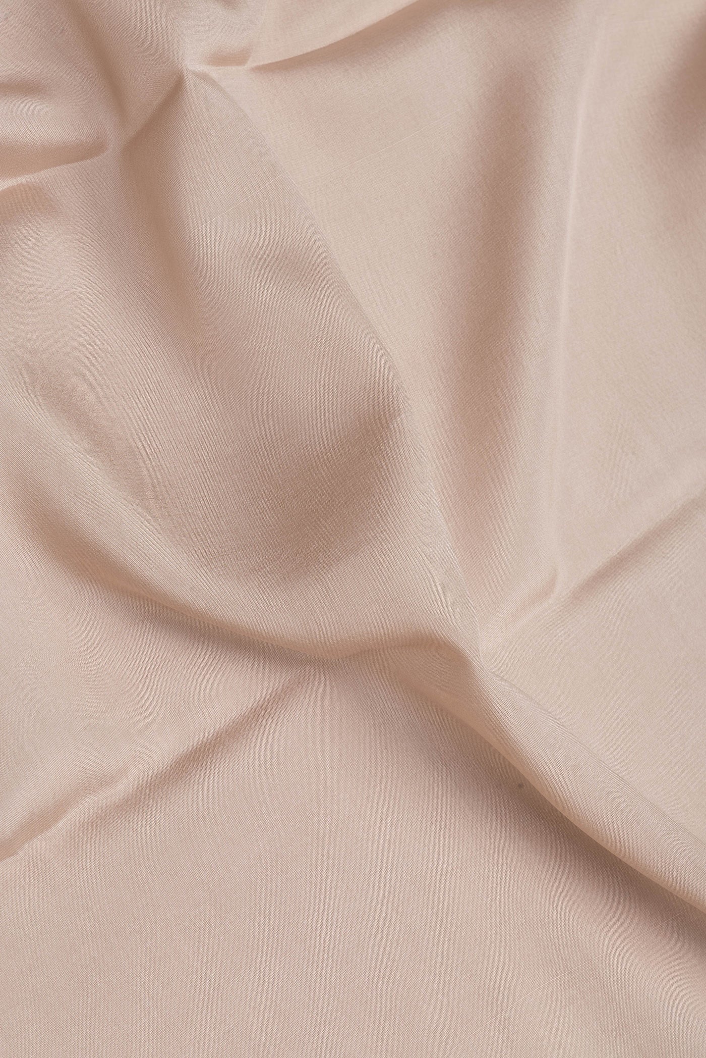 Close up of Beige Mysore Silk Saree with Plain Body and Fancy Border.  displaying folds