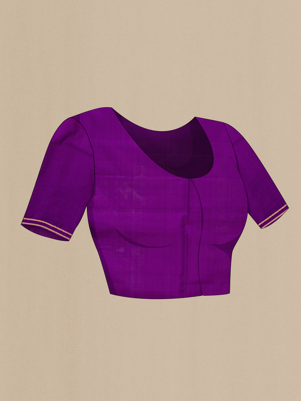 Close up image of the blouse of Dark Pink Soft Silk Saree with Checked design on the body and Zari Border. 