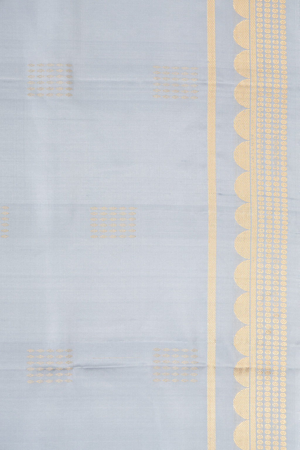 Border image of Grey Dual Tone Soft Silk Saree with Zari Butta on the body and Zari Border. 