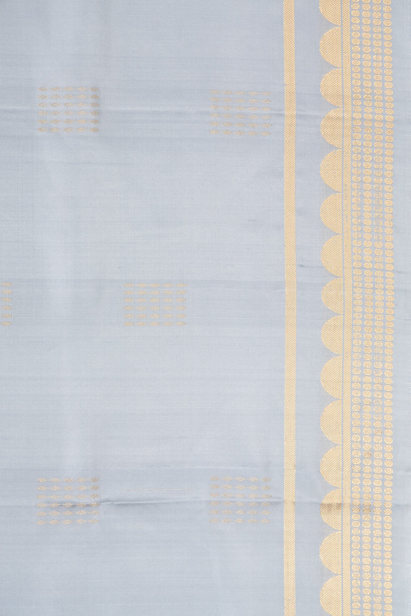 Border image of Grey Dual Tone Soft Silk Saree with Zari Butta on the body and Zari Border. 