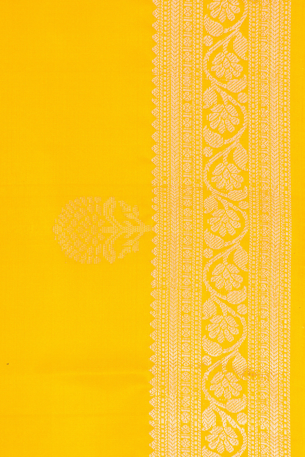 Border image of Yellow Dual Tone Soft Silk Saree with Zari Butta on the body and Zari Border. 