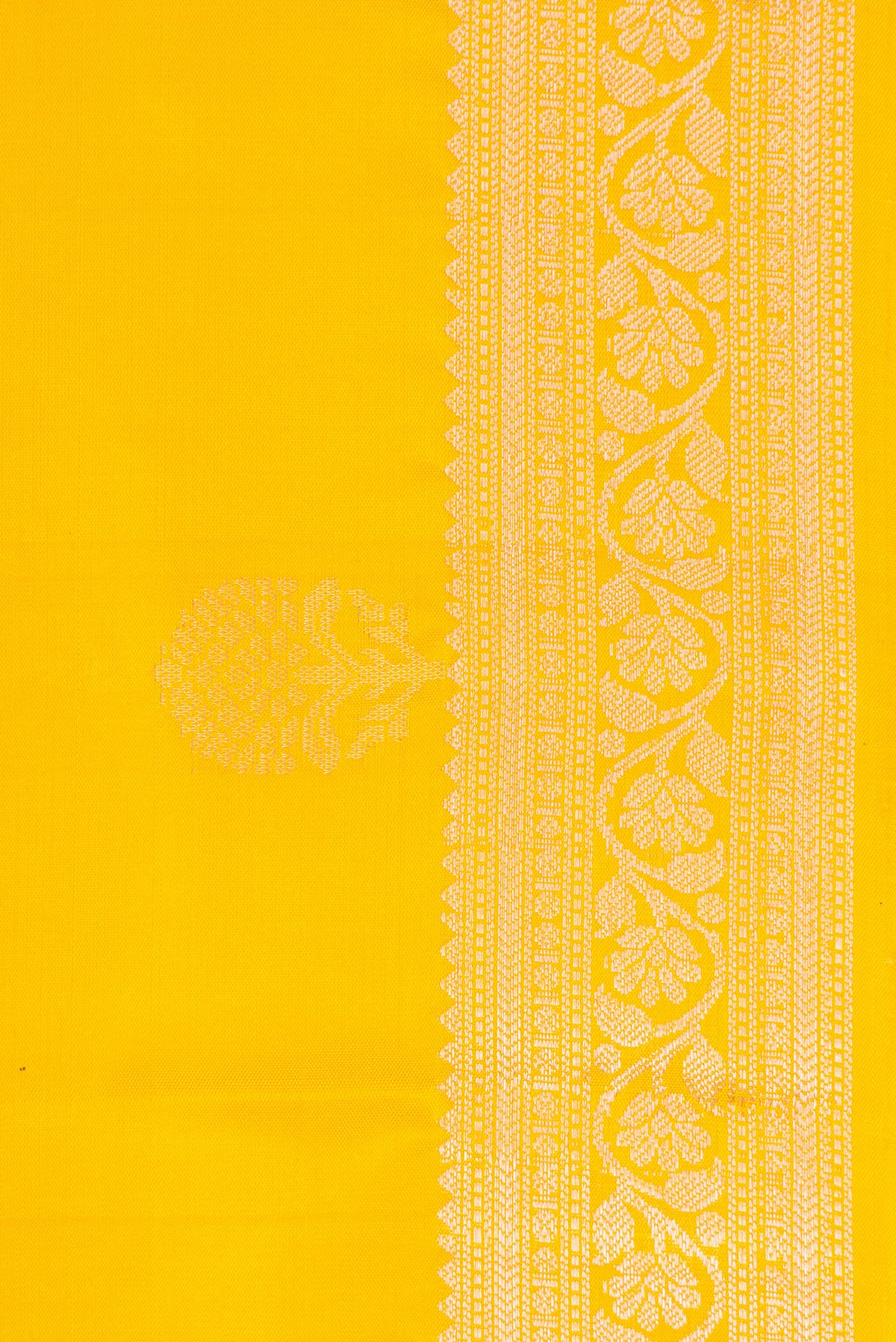 Border image of Yellow Dual Tone Soft Silk Saree with Zari Butta on the body and Zari Border. 